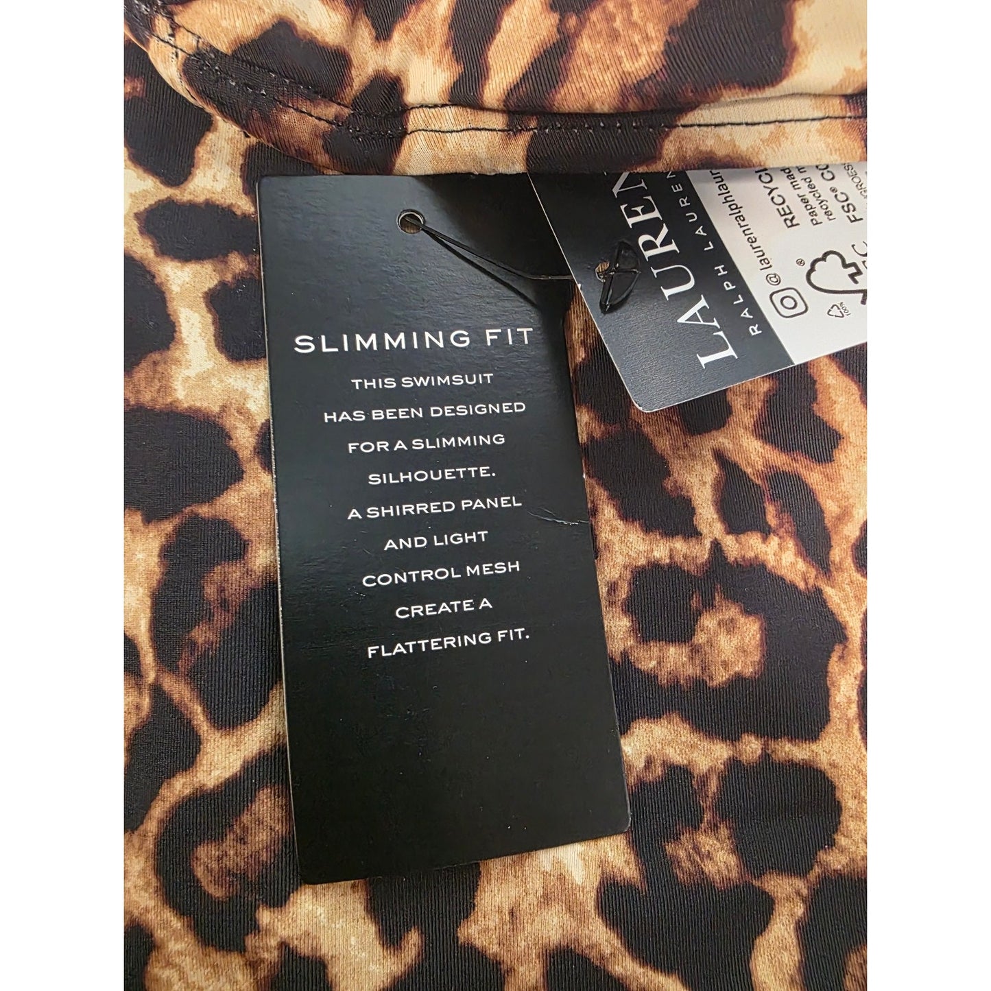 Ralph Lauren Womens Tummy Control Twist Tube Tankini Swimsuit Top Leopard , 12