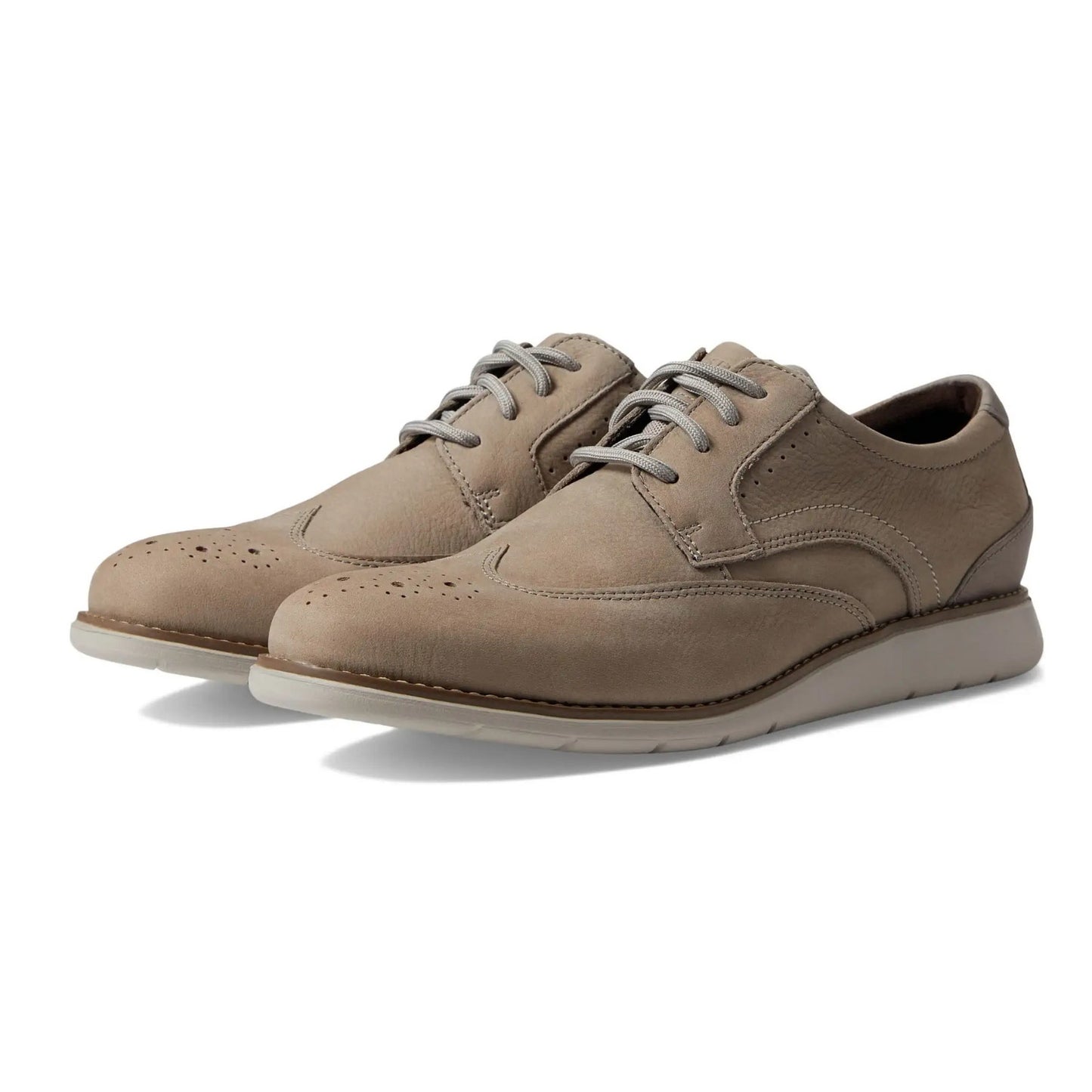 Rockport Total Motion Craft Wingtip Mens Oxfords Shoes Beige NUBUCK Size 11 M