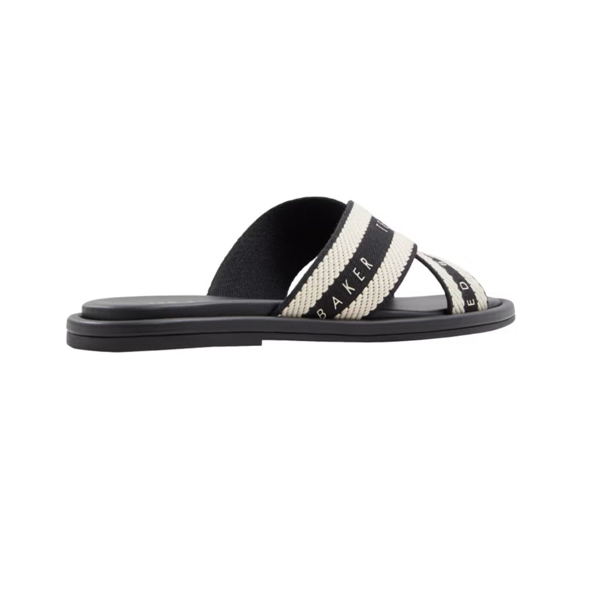 Ted Baker Women’s Black Beige Logo Crisscross Slide Sandals Size 7.5