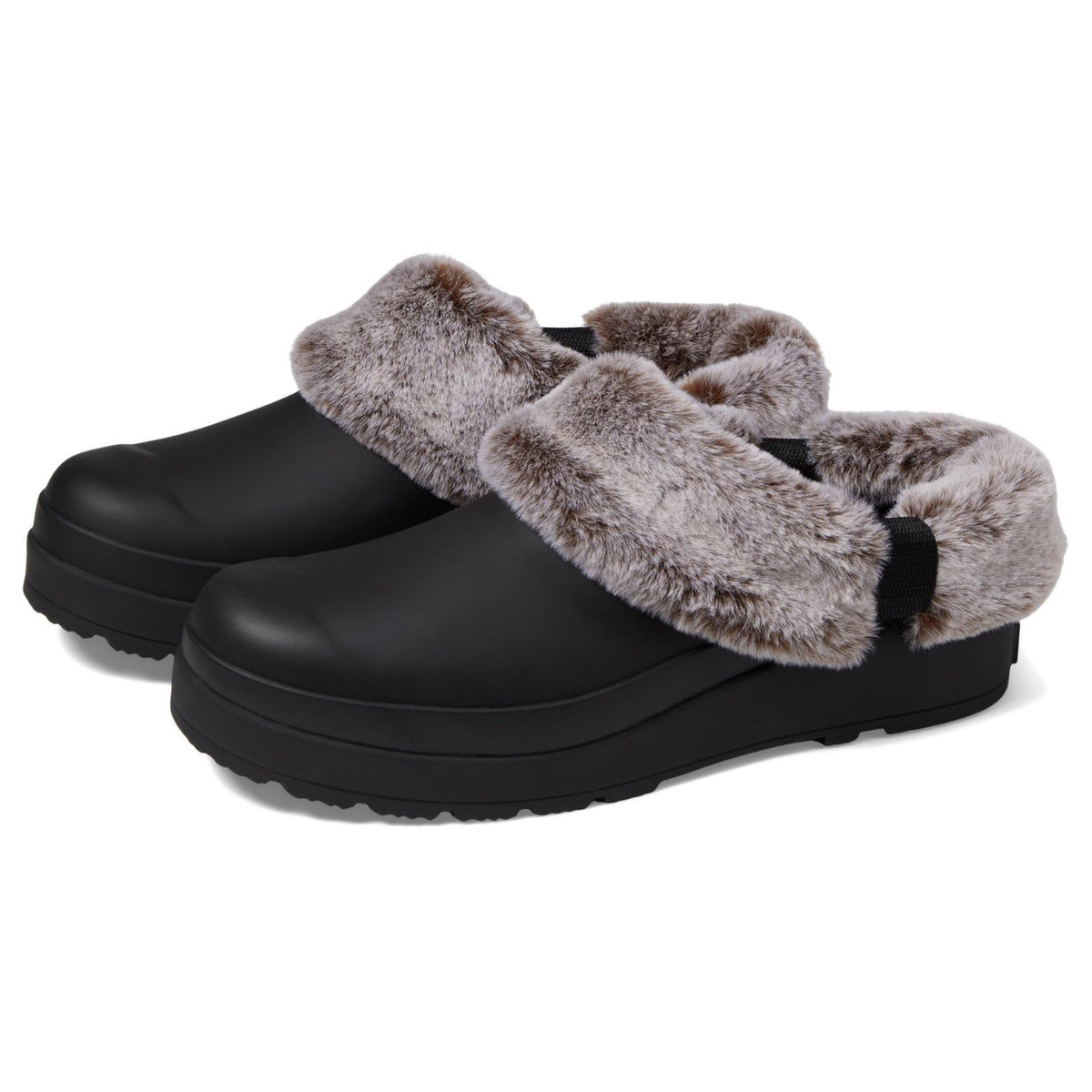Hunter Play Faux Fur Women’s Clogs Slides Black US 9