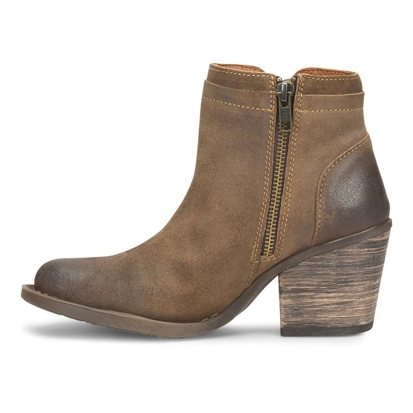 BORN Alana Distressed Suede Ankle Western Booties Taupe Boots Women 8.5 M