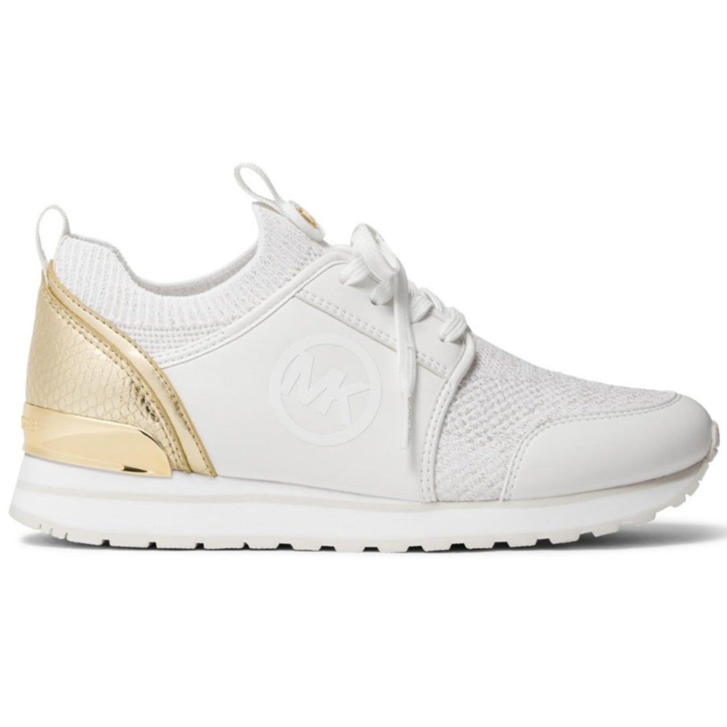 Michael Kors Dash Knit Trainer Sneakers Metallic Stretch Knit Pale Gold Size 9.5