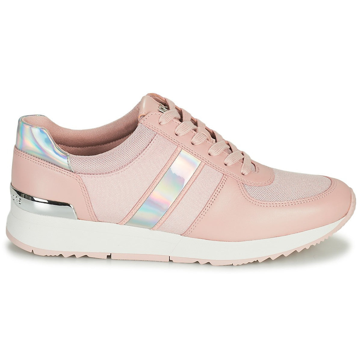 Michael Kors MK Allie Trainer Lace-up Mesh Hologram Sneakers Soft Pink 8 M