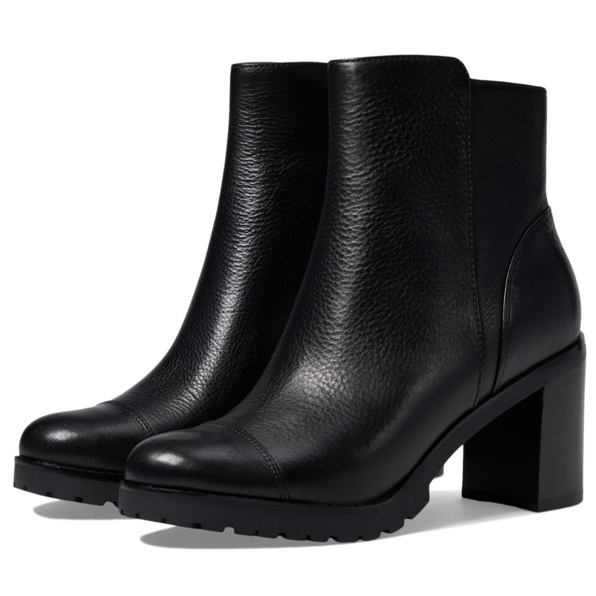 Cole Haan Women Foster Black Leather 80M Heeled Zip Ankle Boots Size 9 M