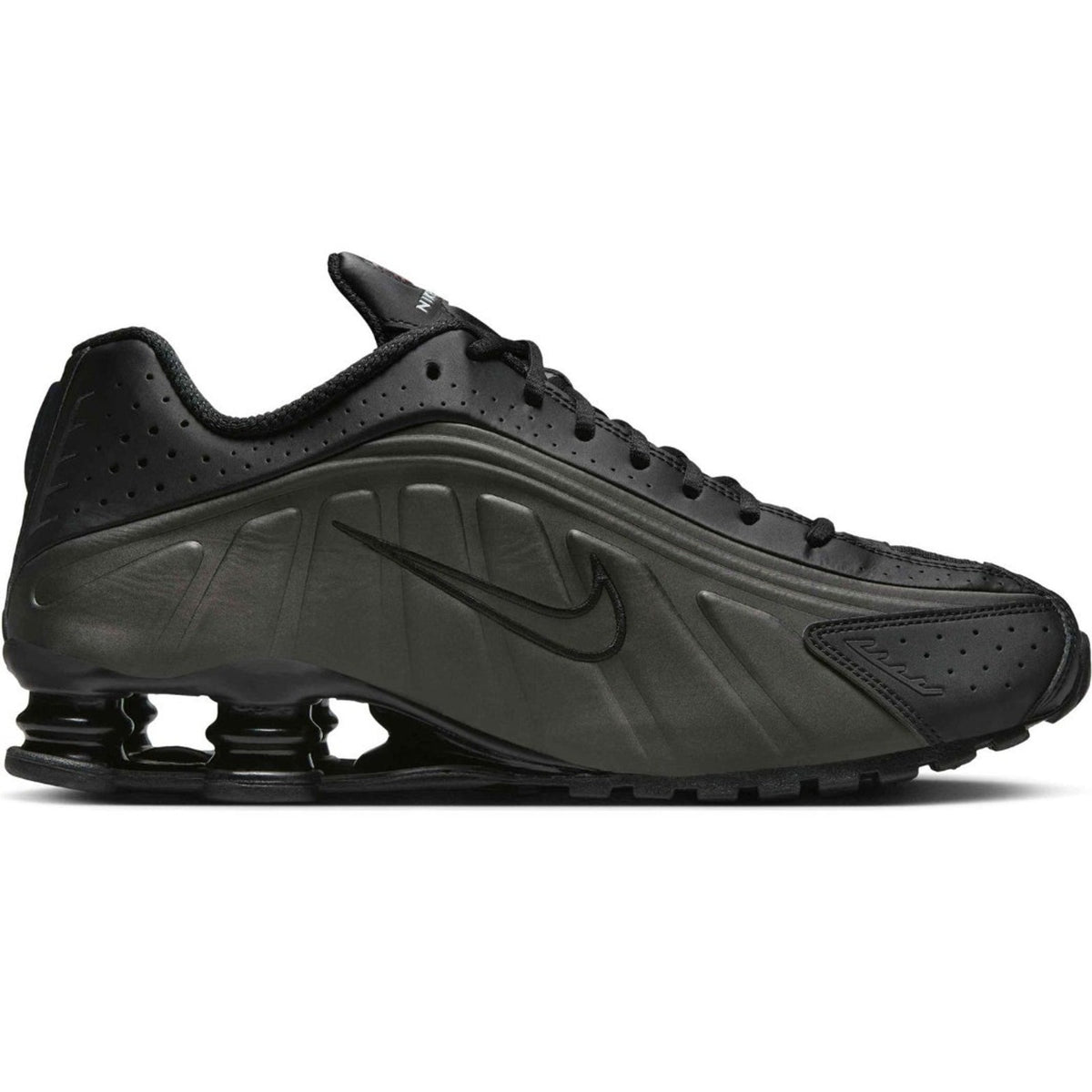 NIKE SHOX R4 Triple Black Bright Crimson Black Men's Running Shoes 10.5 M
