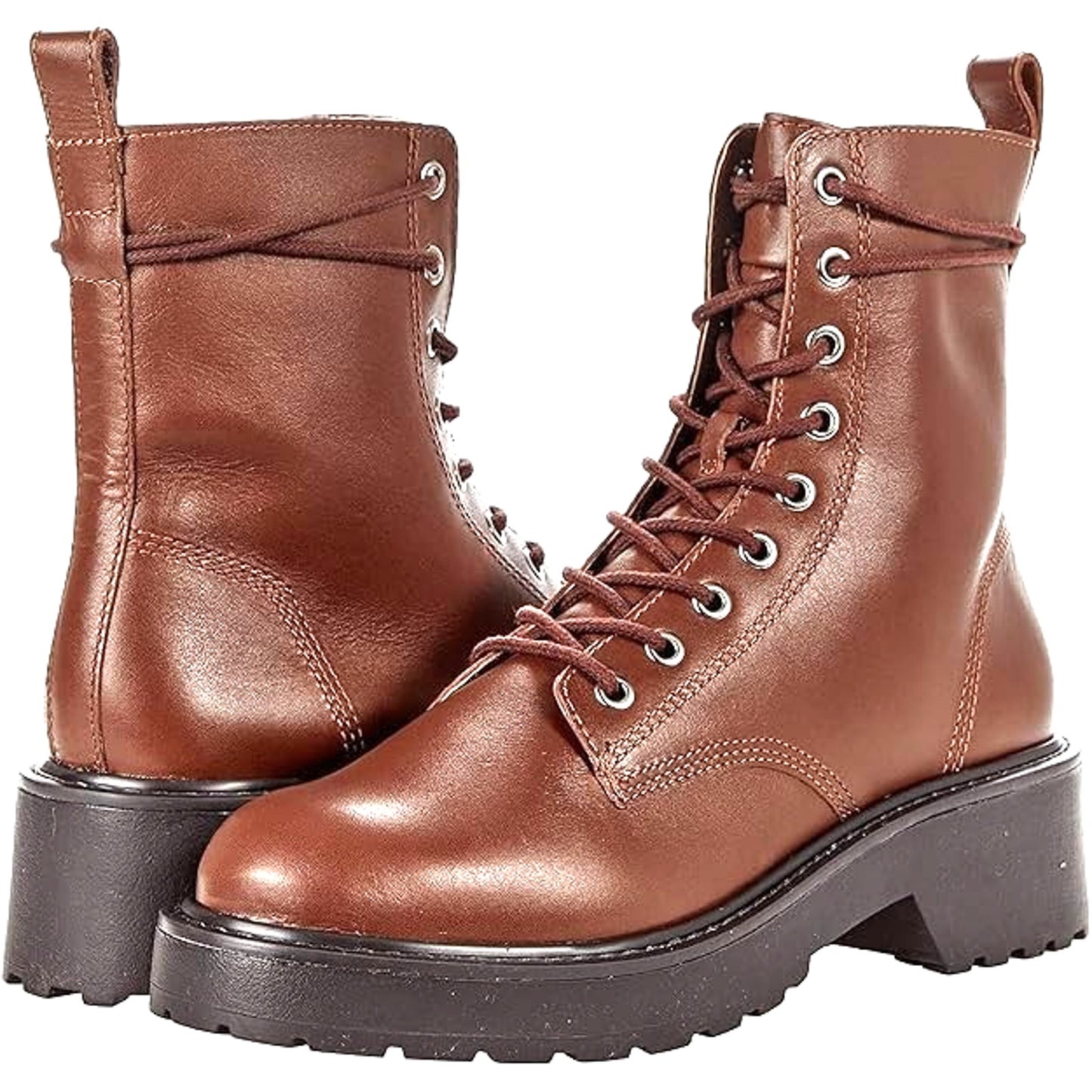 Steve Madden Women’s Tornado Brown Leather Combat Boots Size 10 M Chunky Lug