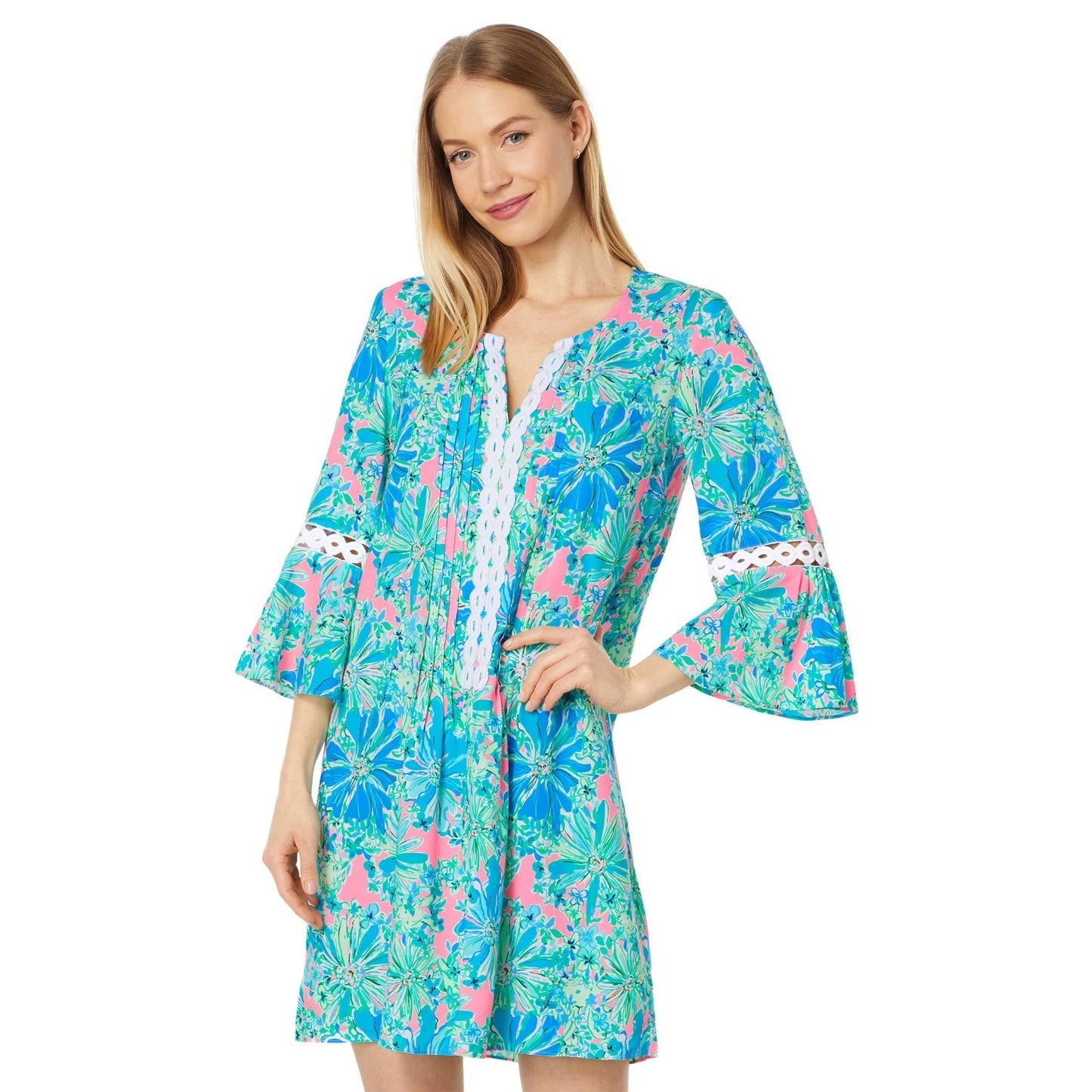 Lilly Pulitzer Women's Soleil Pink Good Hare Day Hollie Tunic Dress Size Small