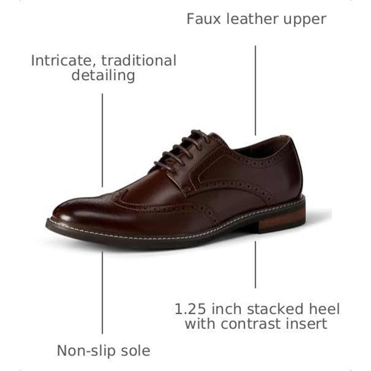 Amazon Essential Classic Men's Wingtip Toe Derby Dress Shoes Dark Tan Size 10 M