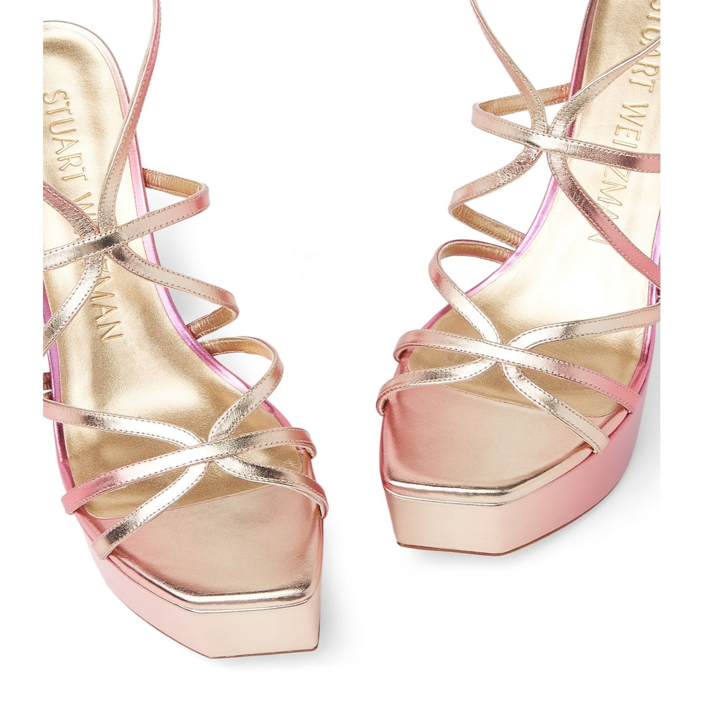 Stuart Weitzman Women's Hot Pink BarelyThere Square High Platform Sandal 7.5 B