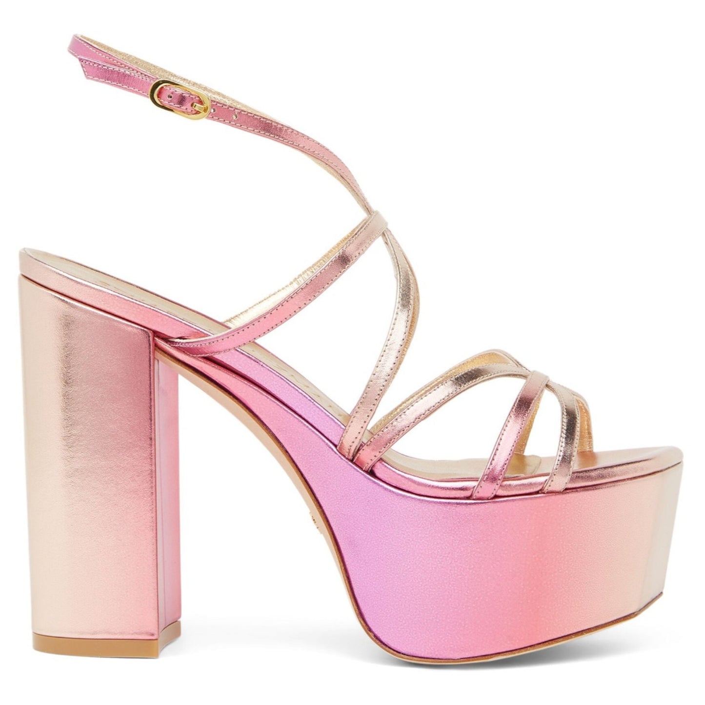Stuart Weitzman Women's Hot Pink BarelyThere Square High Platform Sandal 7.5 B