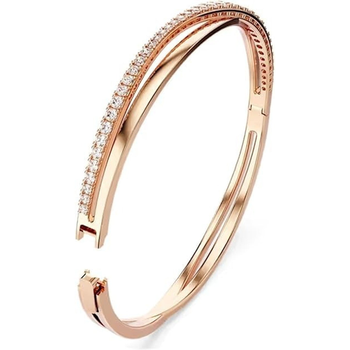 Swarovski Pulsera Twist Bangle Bracelet White, Rose Gold-Tone Plated 5620552 NIB