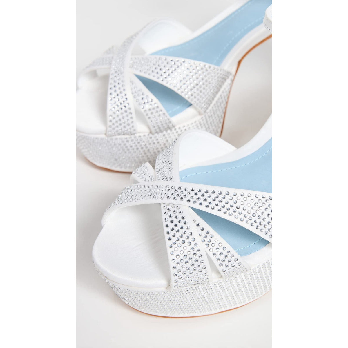 Schutz Keefa Crystal White Ankle Strap Open Toe Block Heel Platform Sandals 8.5M