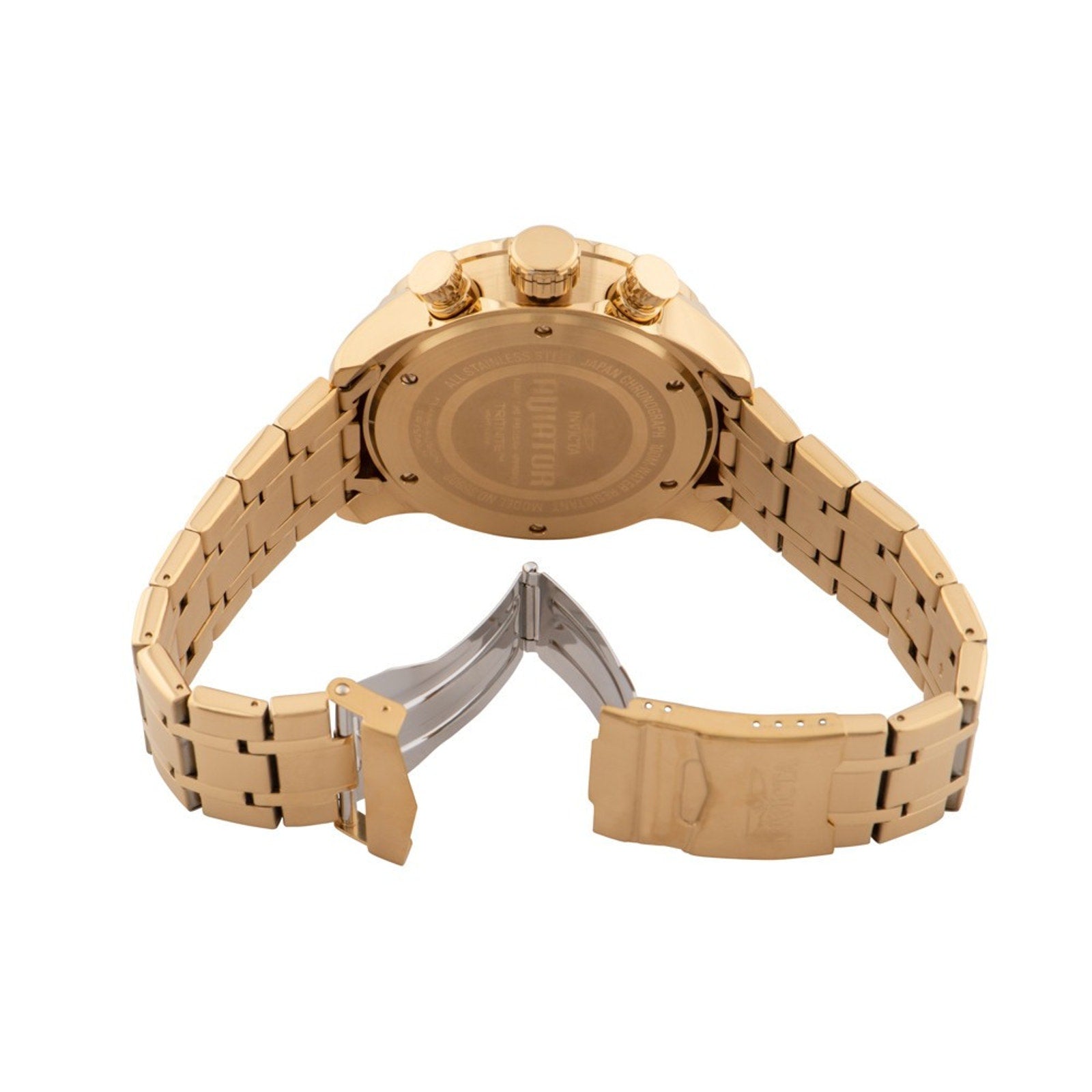 Invicta Men's Aviator Analog Quartz Chronograph Watch 48 MM Case Gold Blue Dial Invicta