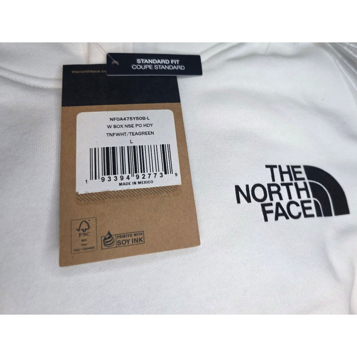 The North Face Women's Box NSE Pullover Hoodie TNF White/Tea Green Large NWT