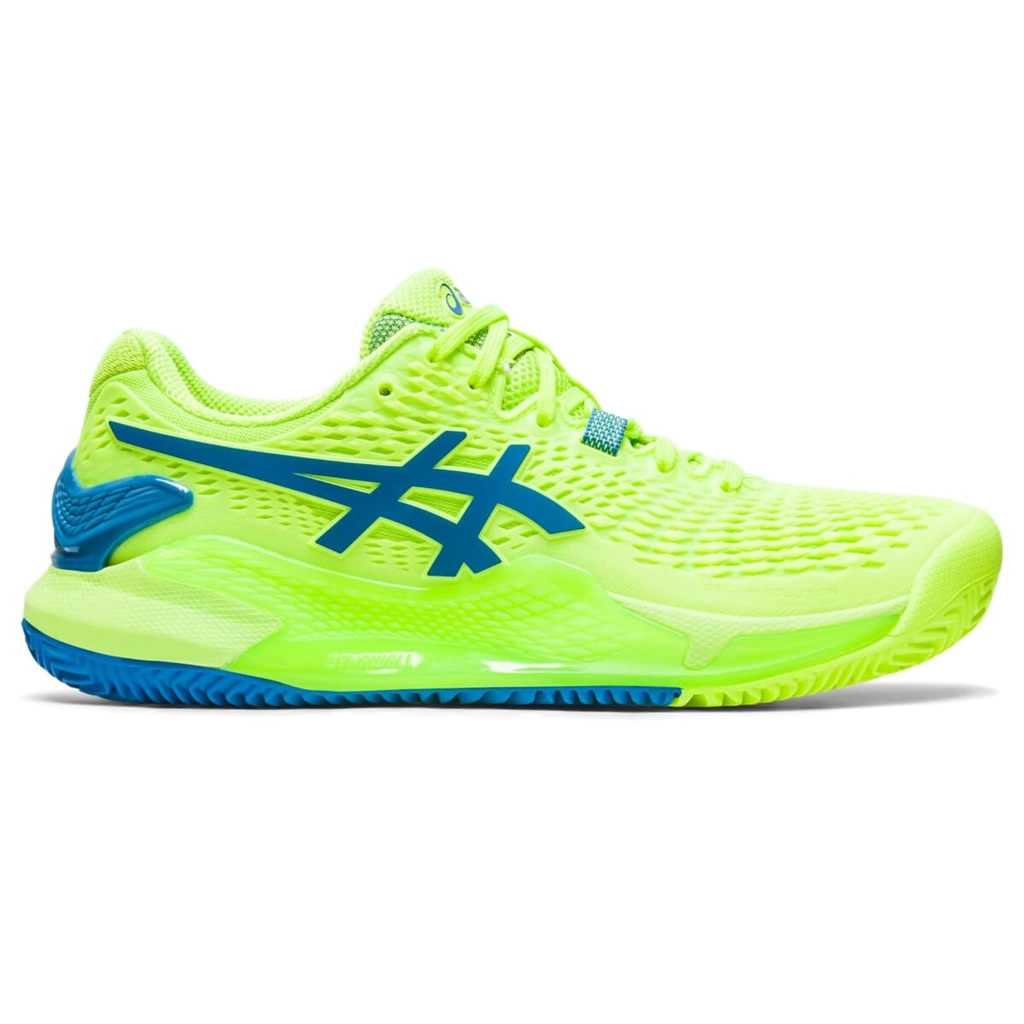 ASICS Women's Gel-Resolution 9 Clay Tennis Shoes Hazard Green/Reborn Blue 12 B