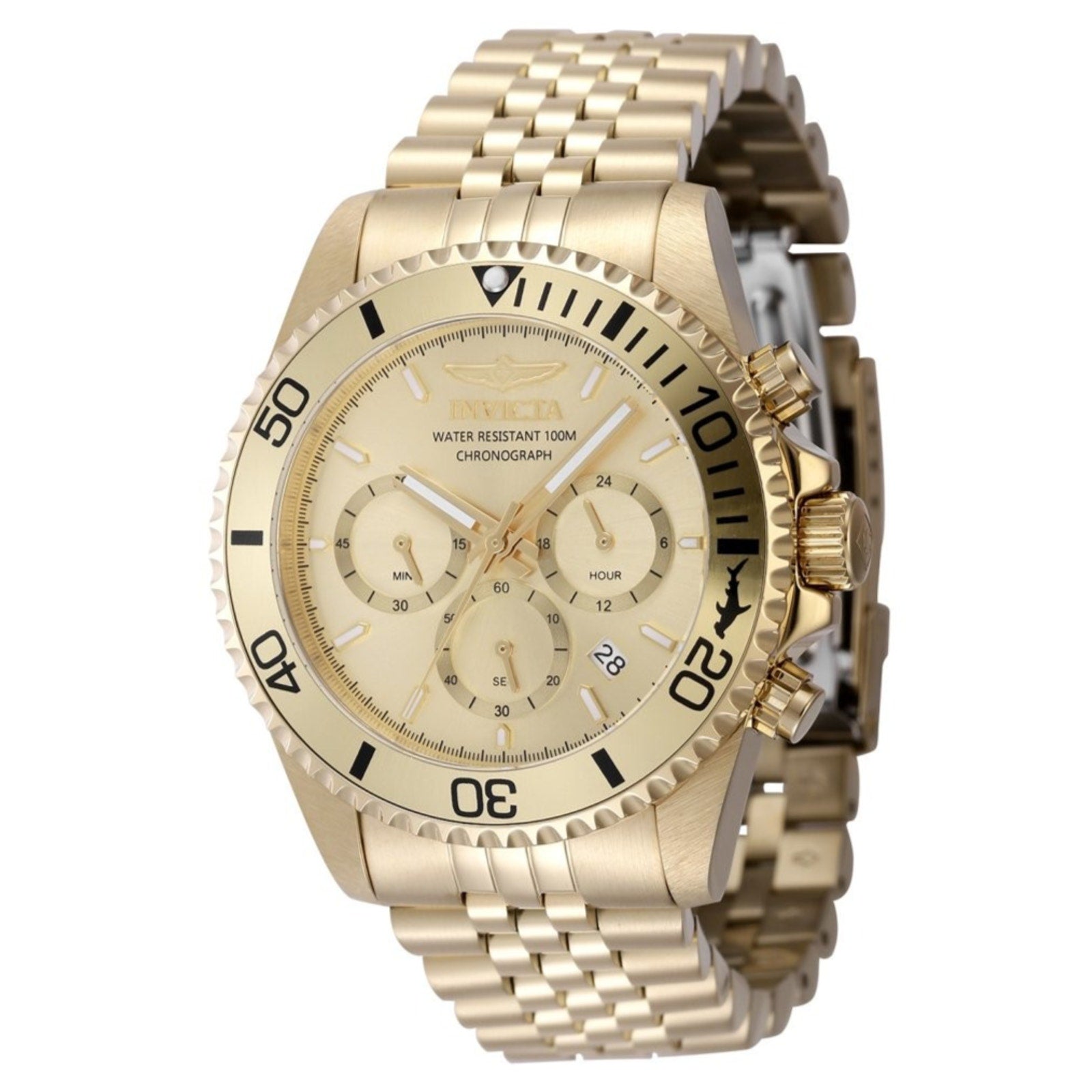 Invicta Pro Diver Titan Men's Luxury Watch Chrono Gold Dial - 43mm, Gold Invicta