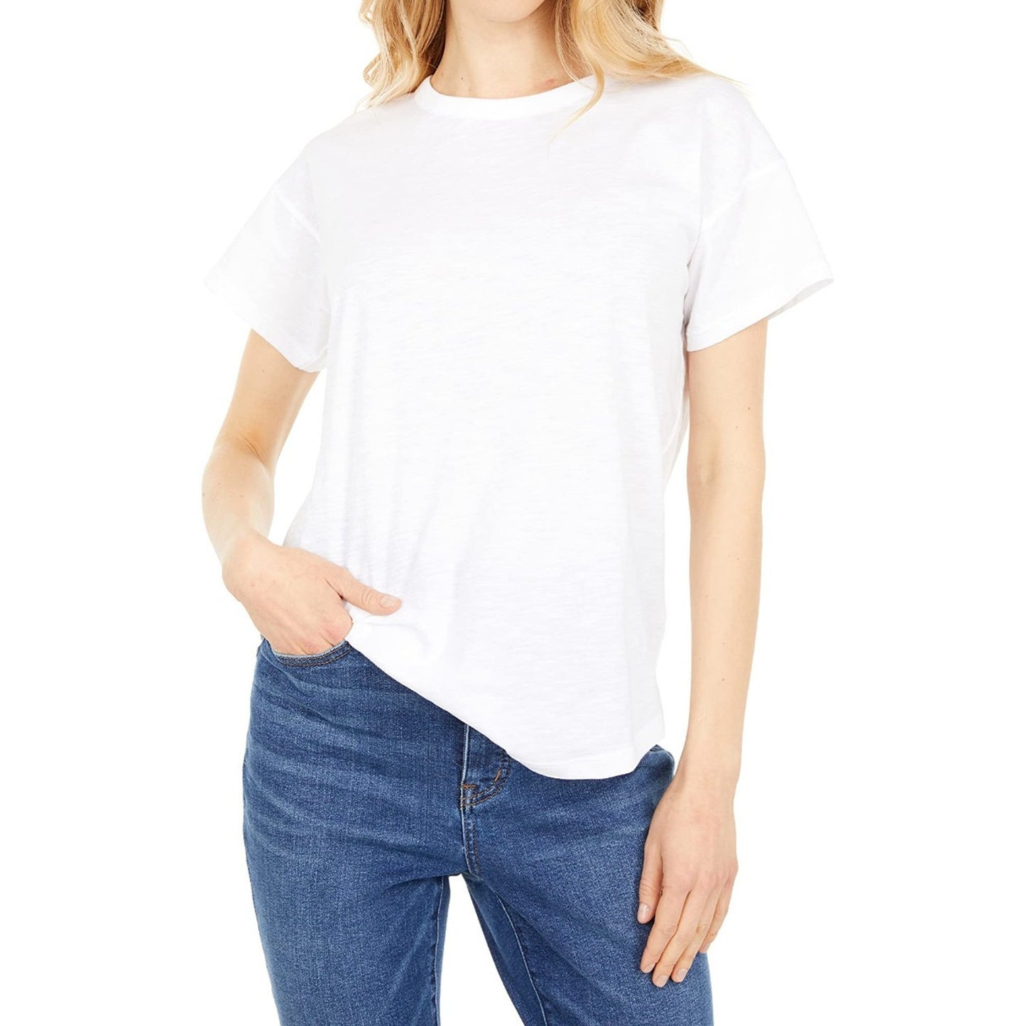 MADEWELL Women’s White Short Sleeve Whisper Cotton Rib Crew Neck Tee Medium