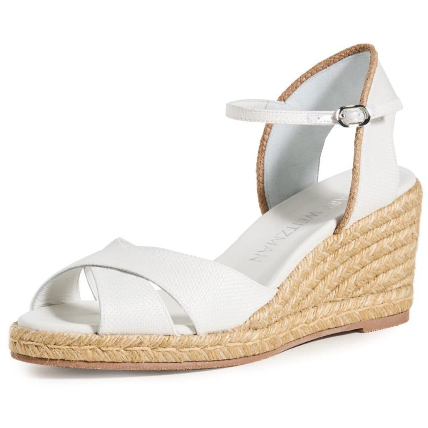 STUART WEITZMAN Mirela II cutout canvas espadrille wedge sandals White 8.5 B