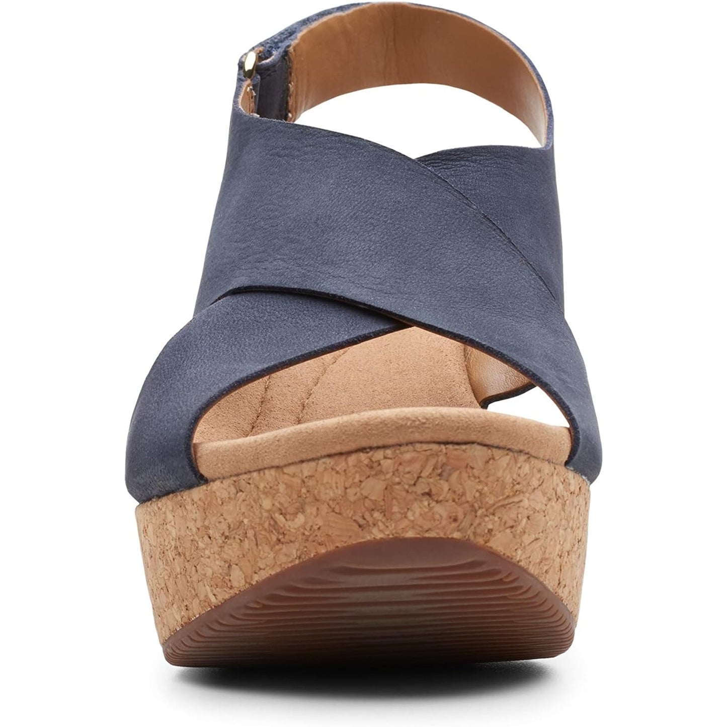 Clarks Women's Annadel Eirwyn Wedge Sandal, Navy Nubuck, 8.5 M US