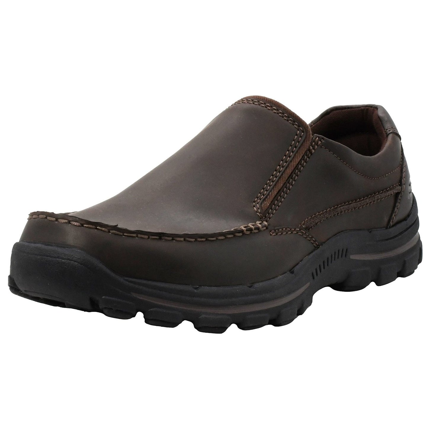 SKECHERS Relaxed Fit Men’s Dark Brown Leather Slip-On Loafers Memory Foam US 9.5