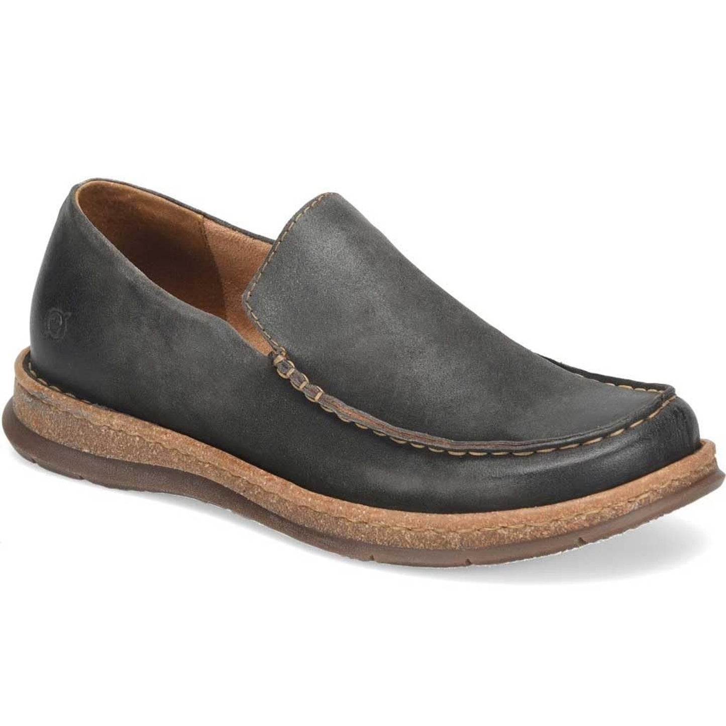 BORN Baylor Dark Grey Distressed Suede Slip On Loafers Shoes Men's size 9.5 M