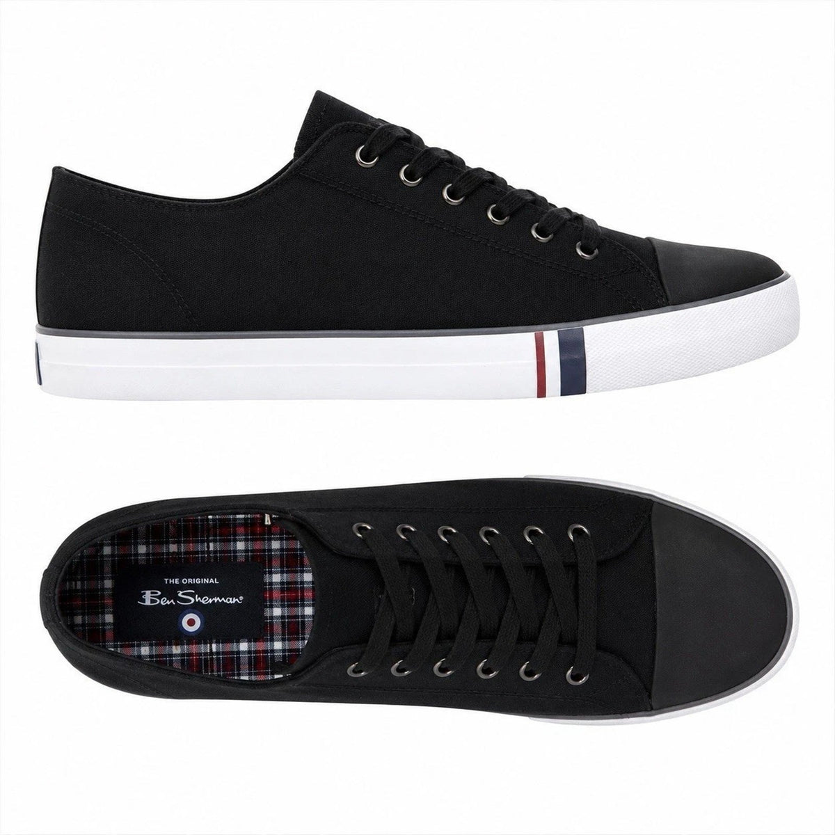 Ben Sherman Dorset Lo Men's Canvas Casual Shoe Sneakers Black, White 13 M