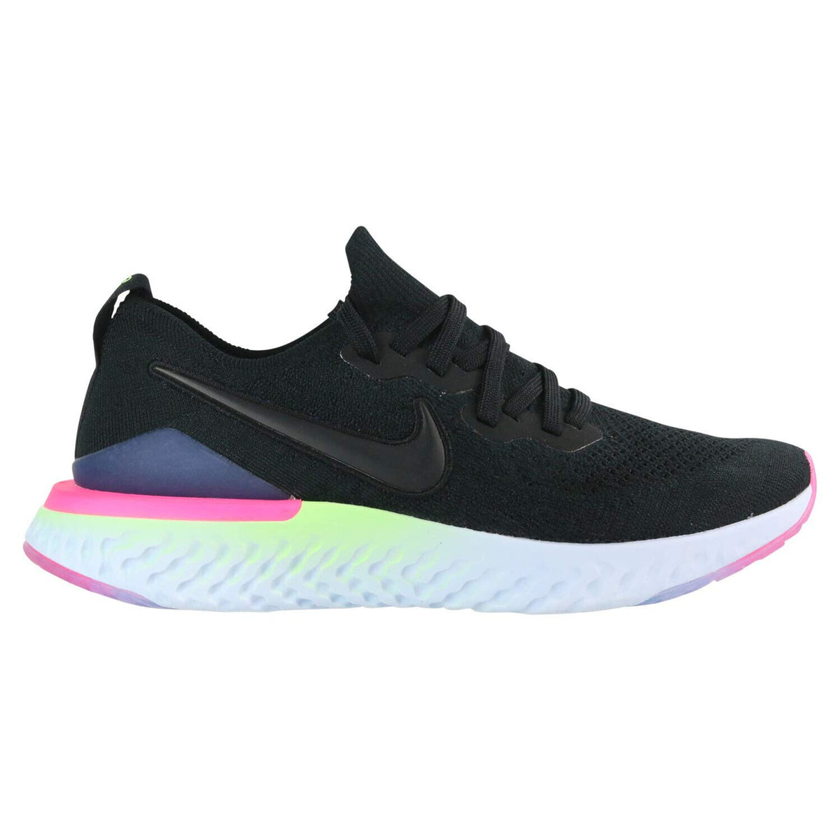 Nike Womens Epic React Flyknit 2 Black /Black Sapphire Sneakers, Size 5 B