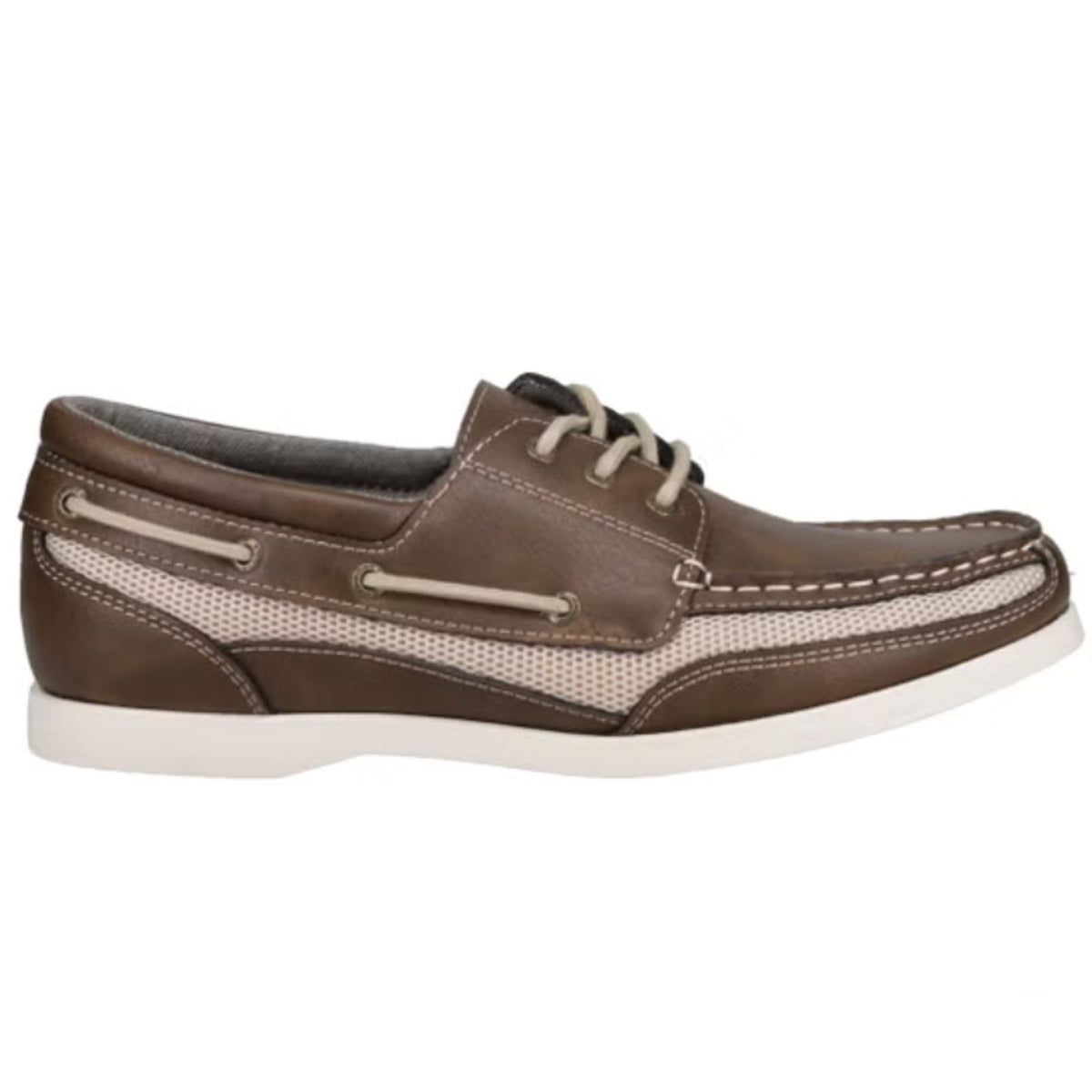 Chaps Kanas Mens Brown Leather Mesh Boat Shoes Casual Lace Up Size 10 M