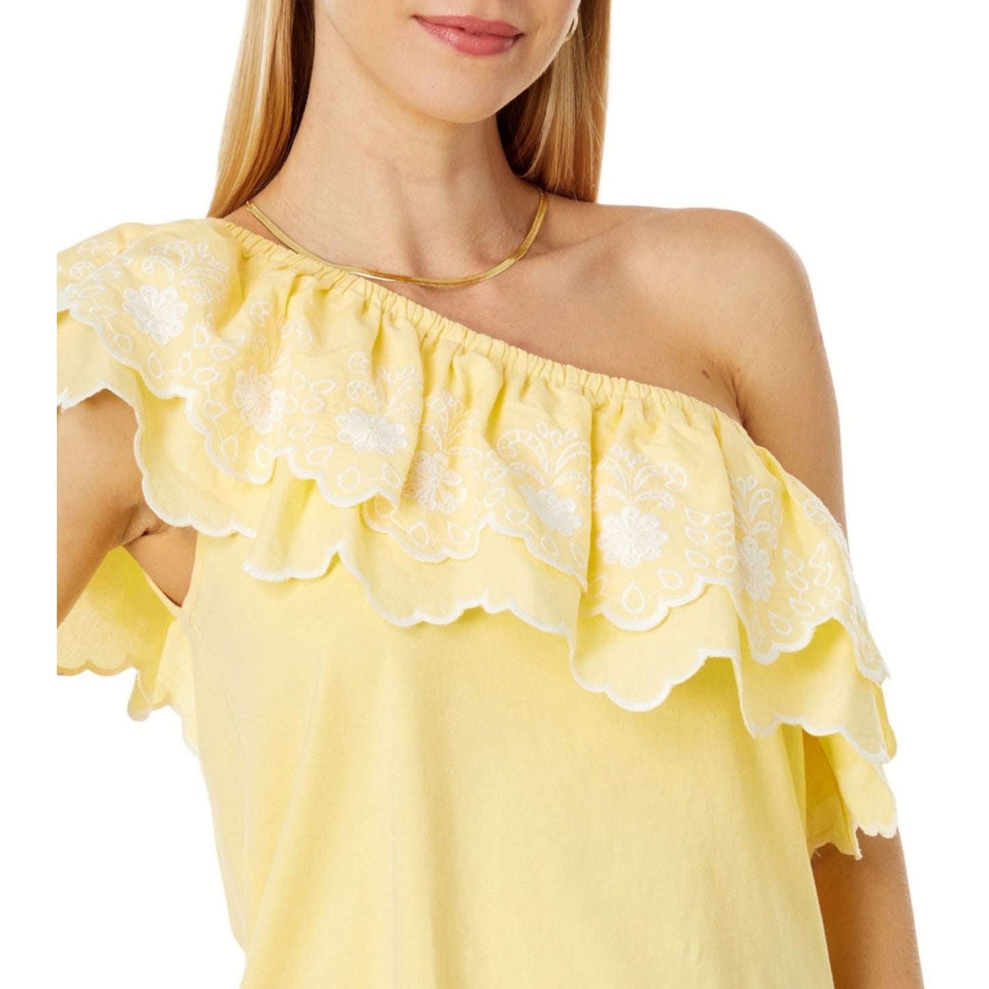 Lilly Pulitzer KYM KNIT TOP, CREME FRAICHE Shoulder top in yellow size XS
