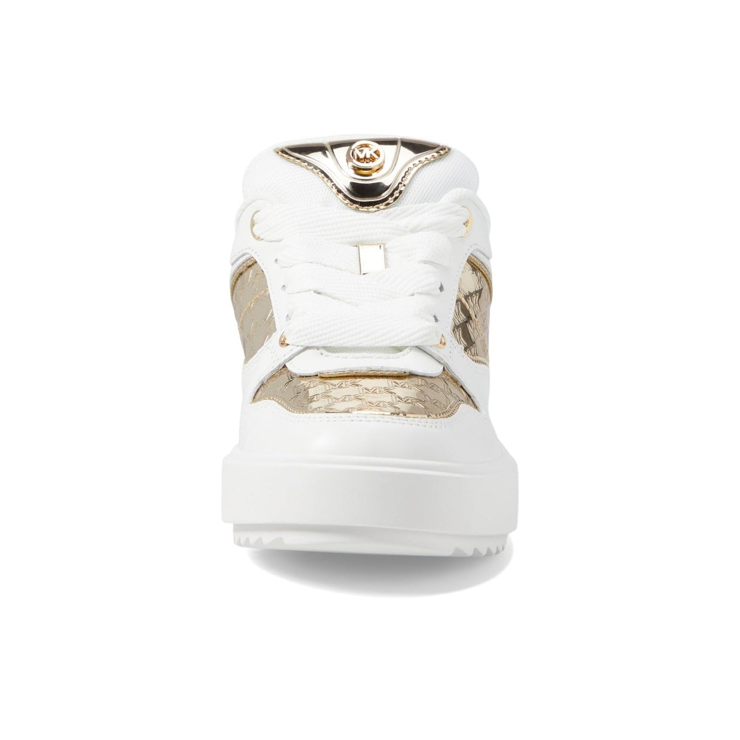 Michael Kors Rumi Logo Leather Sneakers Lace-Up Pale Gold 9 M