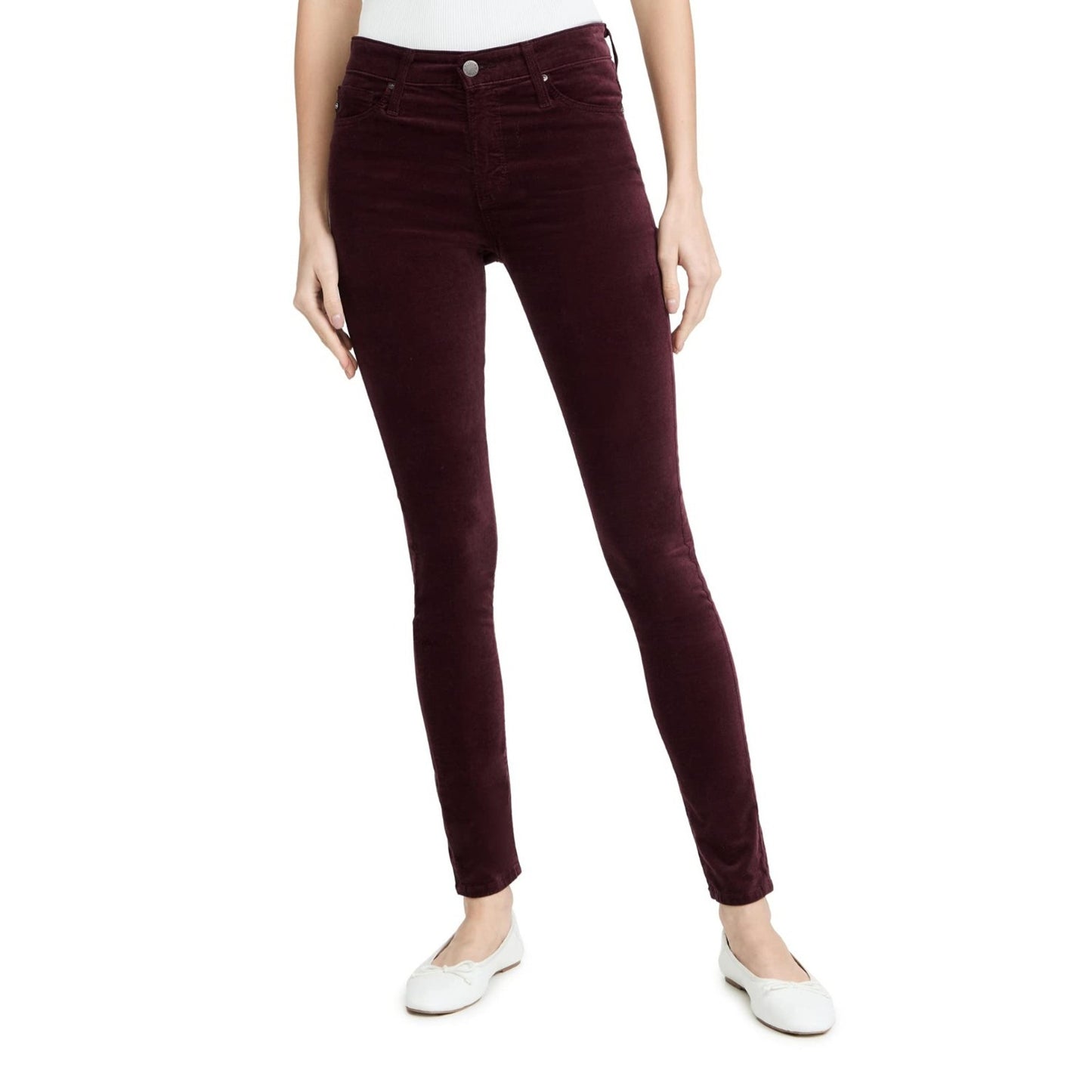 AG Adriano Goldschmied The Farrah Skinny High Rise Skinny Jeans Burgundy Size 26
