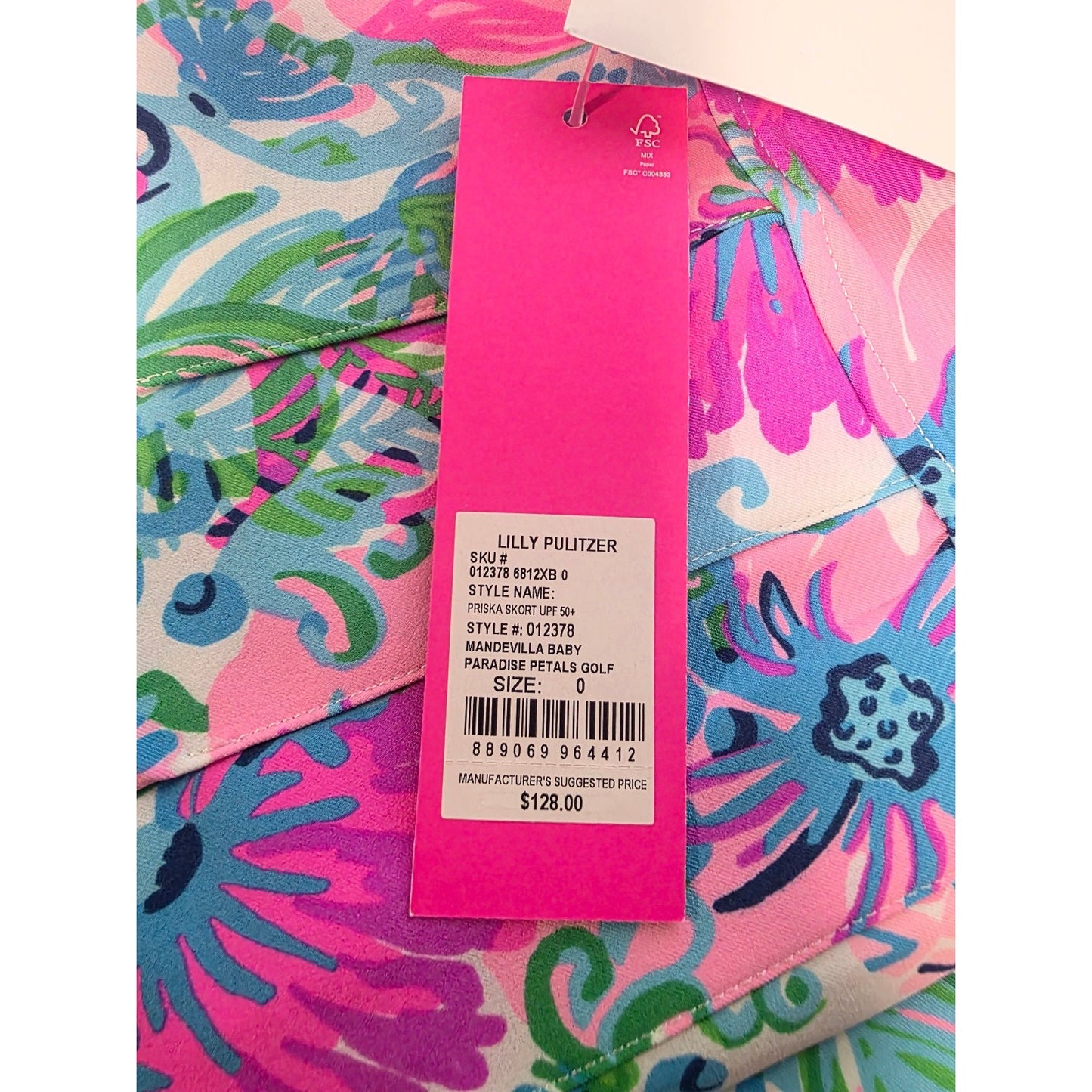 NWT LILLY PULITZER SIZE XX-SMALL CORRINE SKORT *MANDEVILLA BABY* UPF 50+