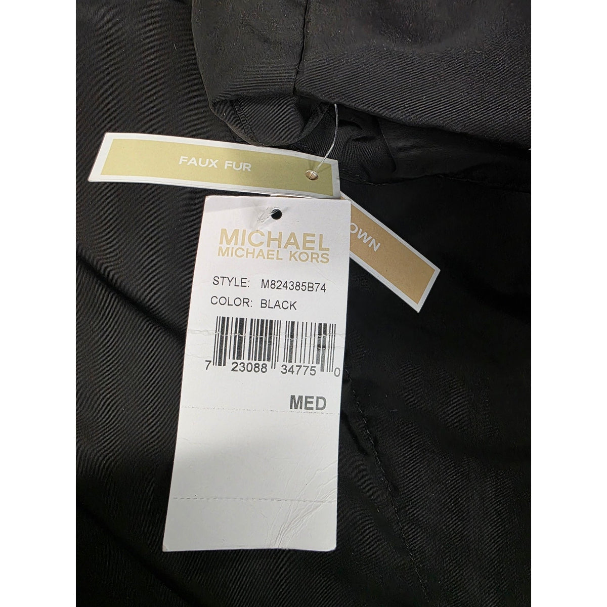 MICHAEL Michael Kors Faux Fur Collar Down Puffer Coat Gold Buttons MEDIUM