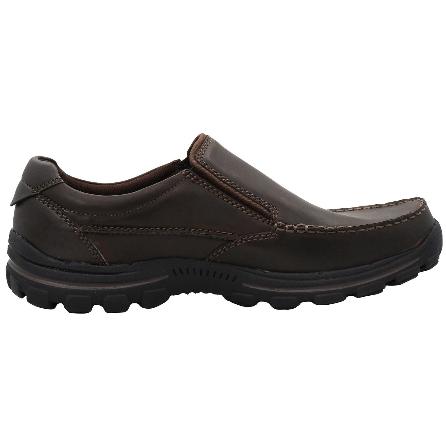 SKECHERS Relaxed Fit Men’s Dark Brown Leather Slip-On Loafers Memory Foam US 9.5