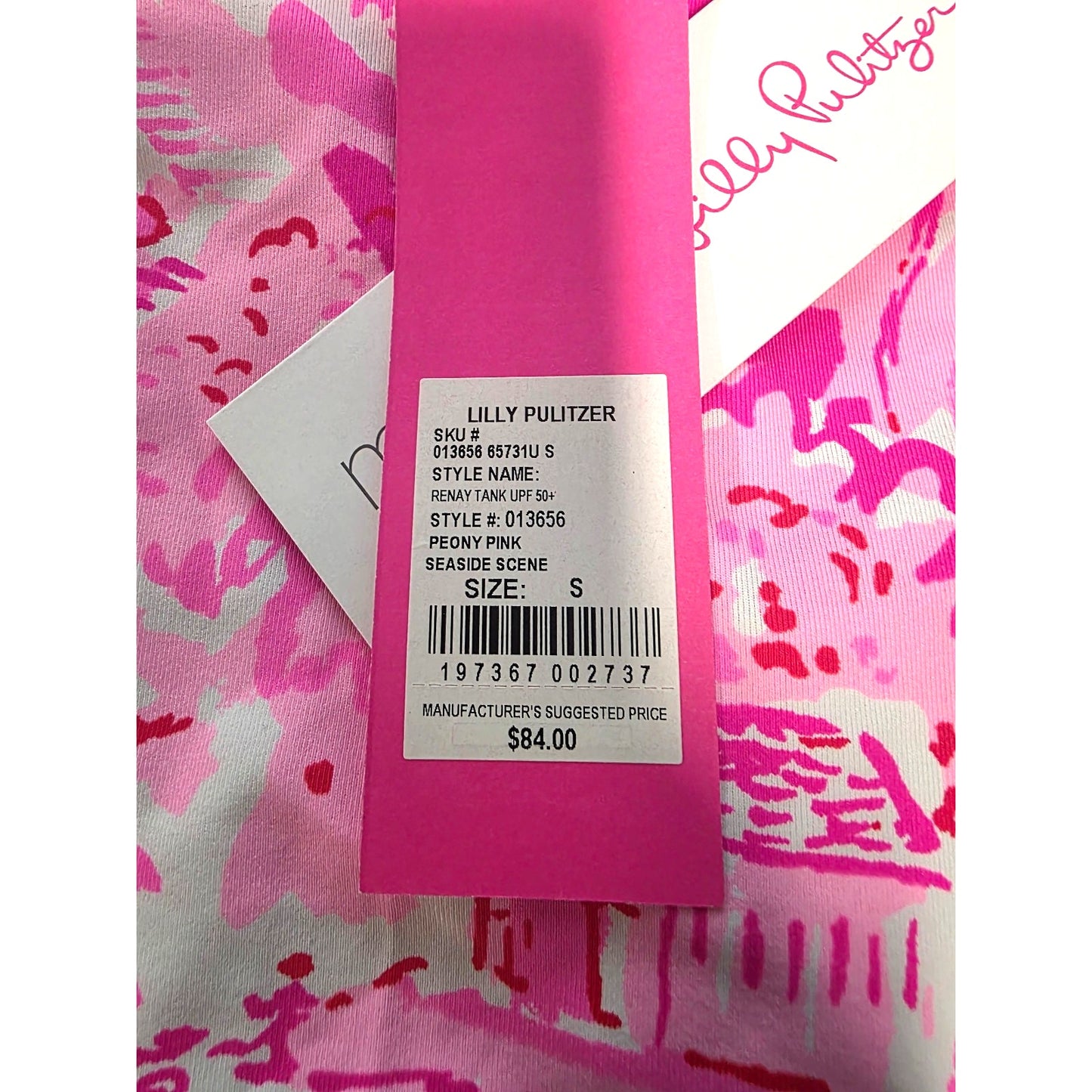 Lilly Pulitzer Renay Tank UPF 50+ Peony Pink Seaside Scene Small