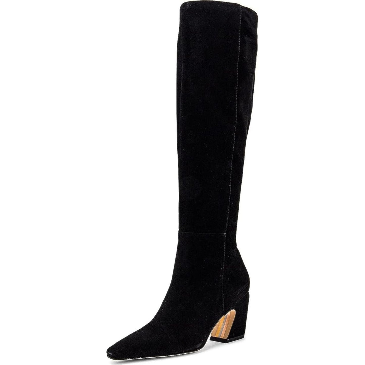 Sam Edelman Sulema Black Block Heel Pointed Toe Suede Knee High Boots 8.5 M