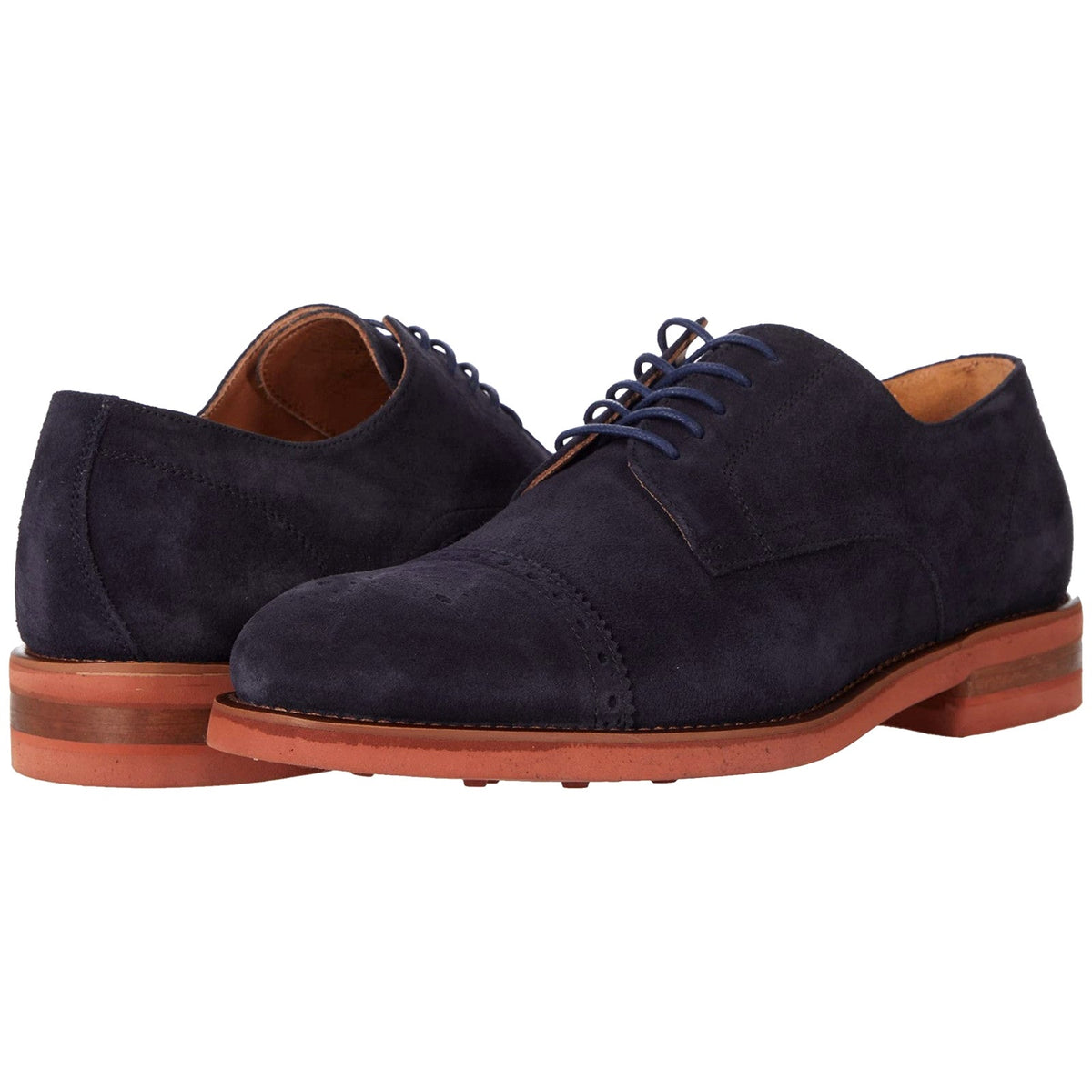 Johnston & Murphy Ashford Cap Toe Oxford Men's Shoes Navy Italian Suede 11.5 M