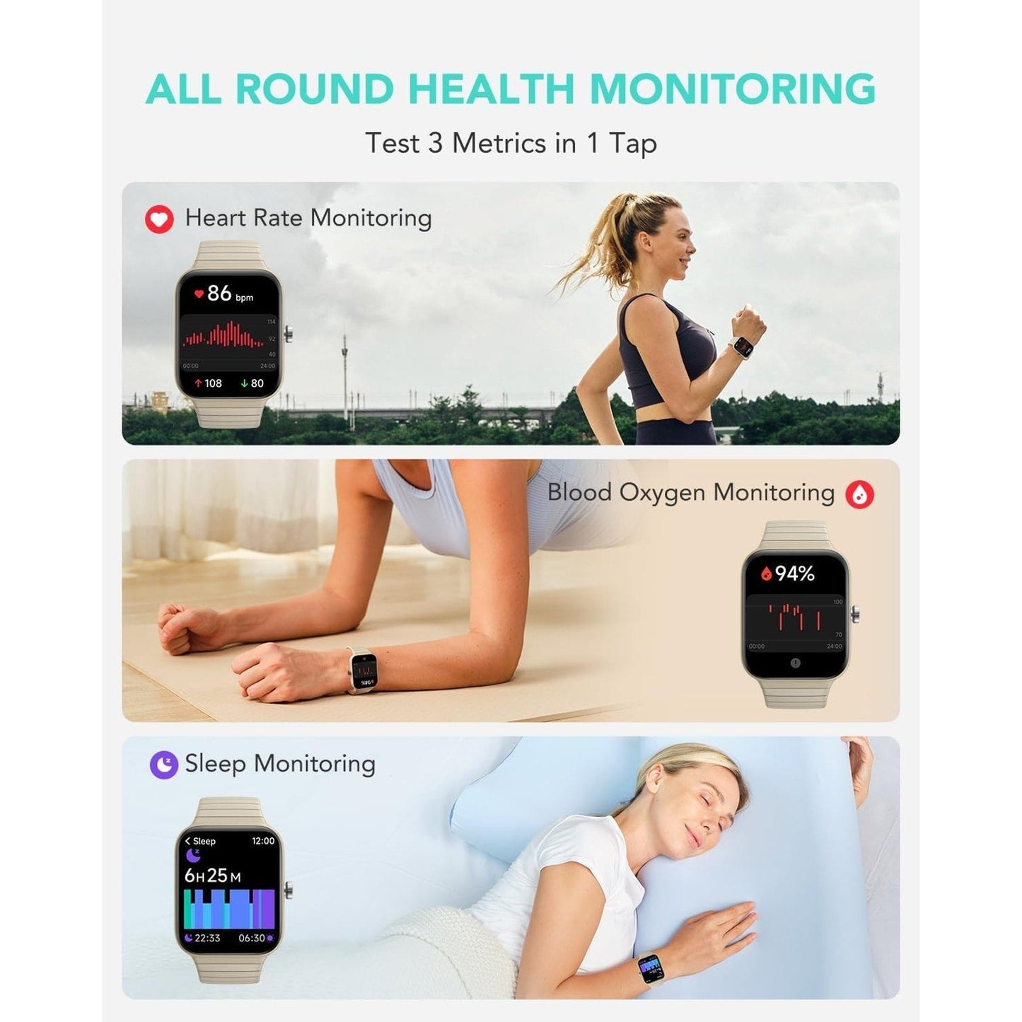 Smart Watch with Alexa Built-in Answer/Make Calls Fitness H.Rate - Cyber beige Unbranded