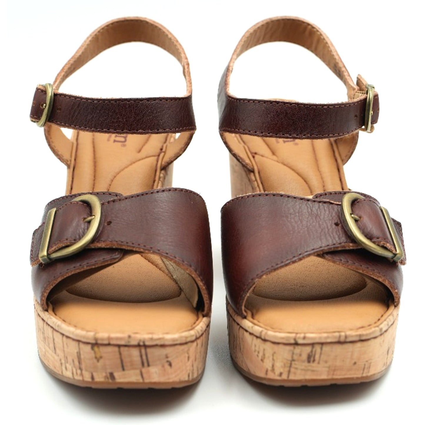 Born Browyn Chunky Platform Sandals w/ Buckle Brown Leather size 8 M