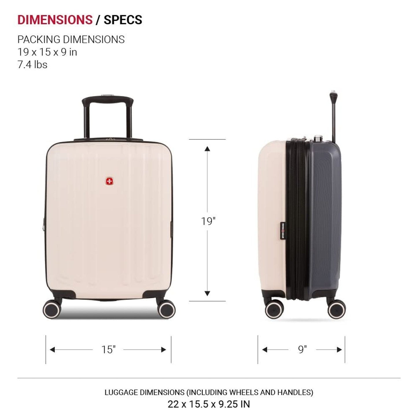 SwissGear 8028 Duet Carry On 19 Expandable Luggage Spinner Wheel Pink/Dark Grey SWISSGEAR