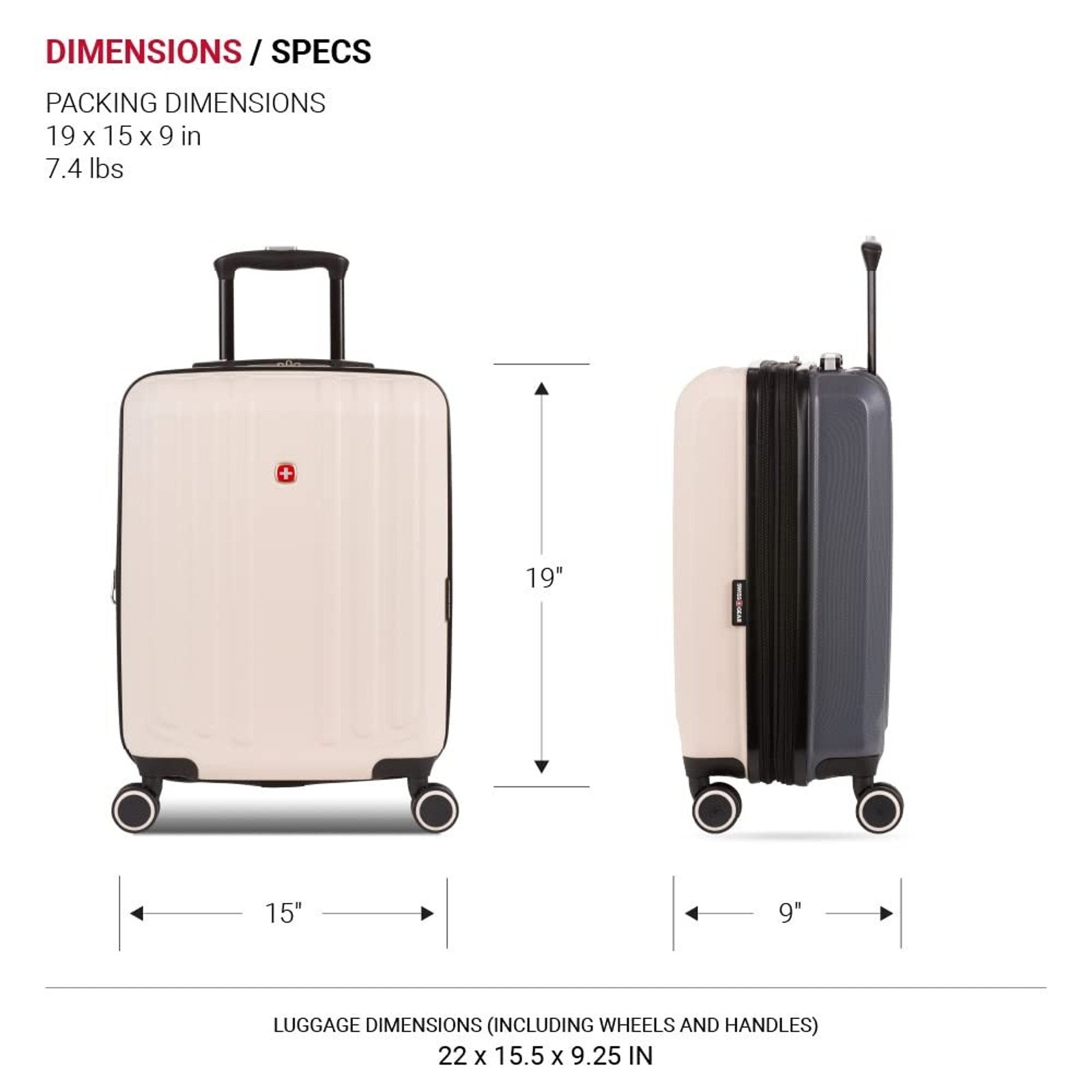 SwissGear 8028 Duet Carry On 19 Expandable Luggage Spinner Wheel Pink/Dark Grey SWISSGEAR