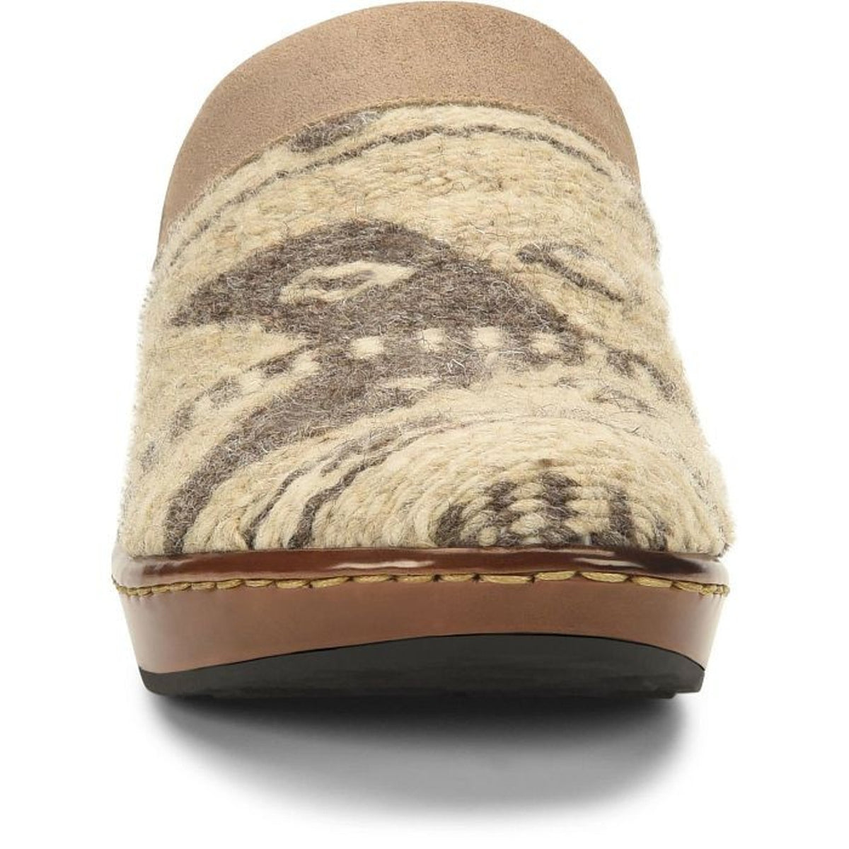 Born Bandy Taupe Birch Blanket Wool Womens Clogs Shoes Mules size 7