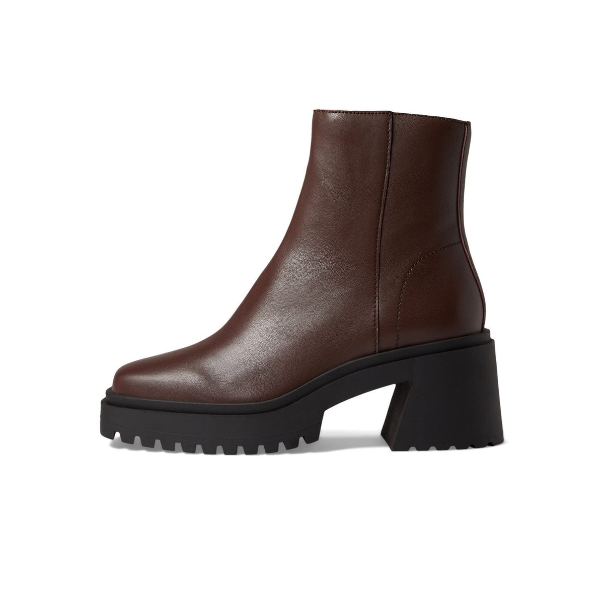 Steve Madden Fella Platform Boots Womens 7.5 M Brown Leather Chunky Heel Zipper