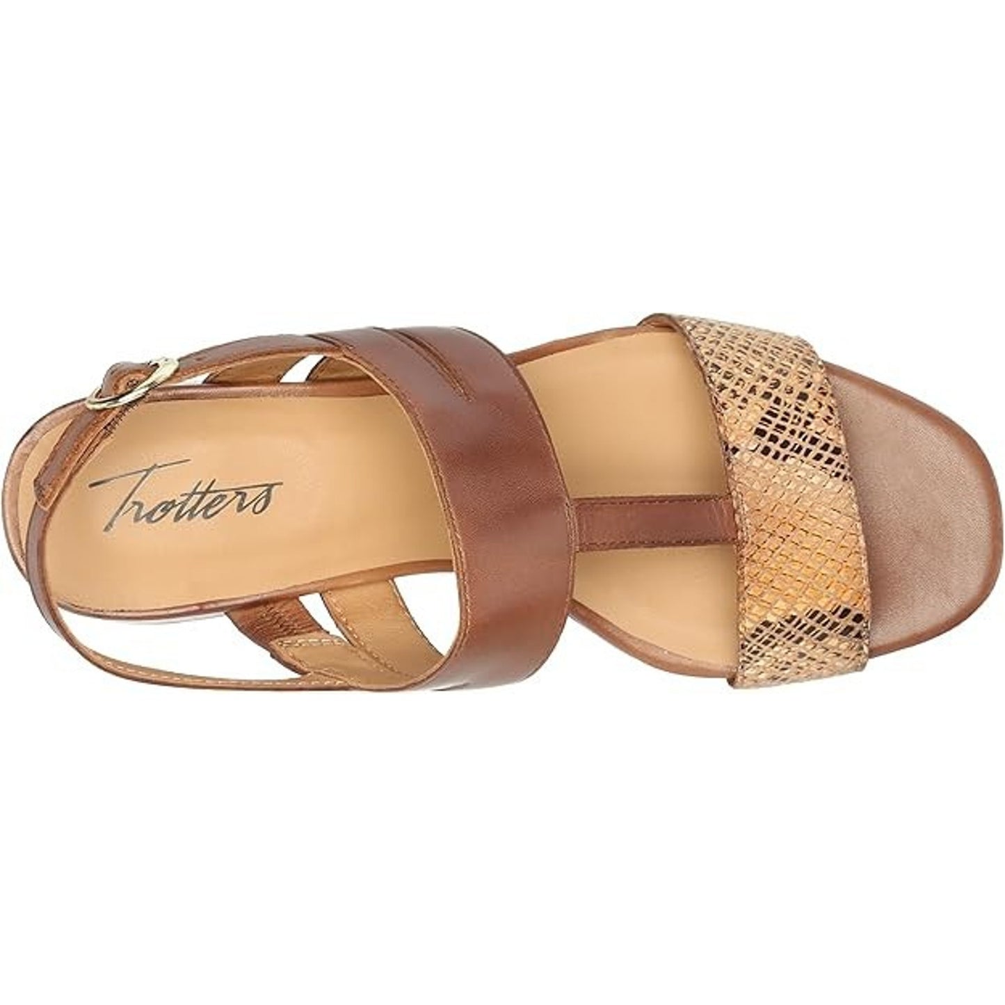 Trotters Larissa Open Toe Sling Back Heeled Sandals 10.5 Wide Luggage Leather