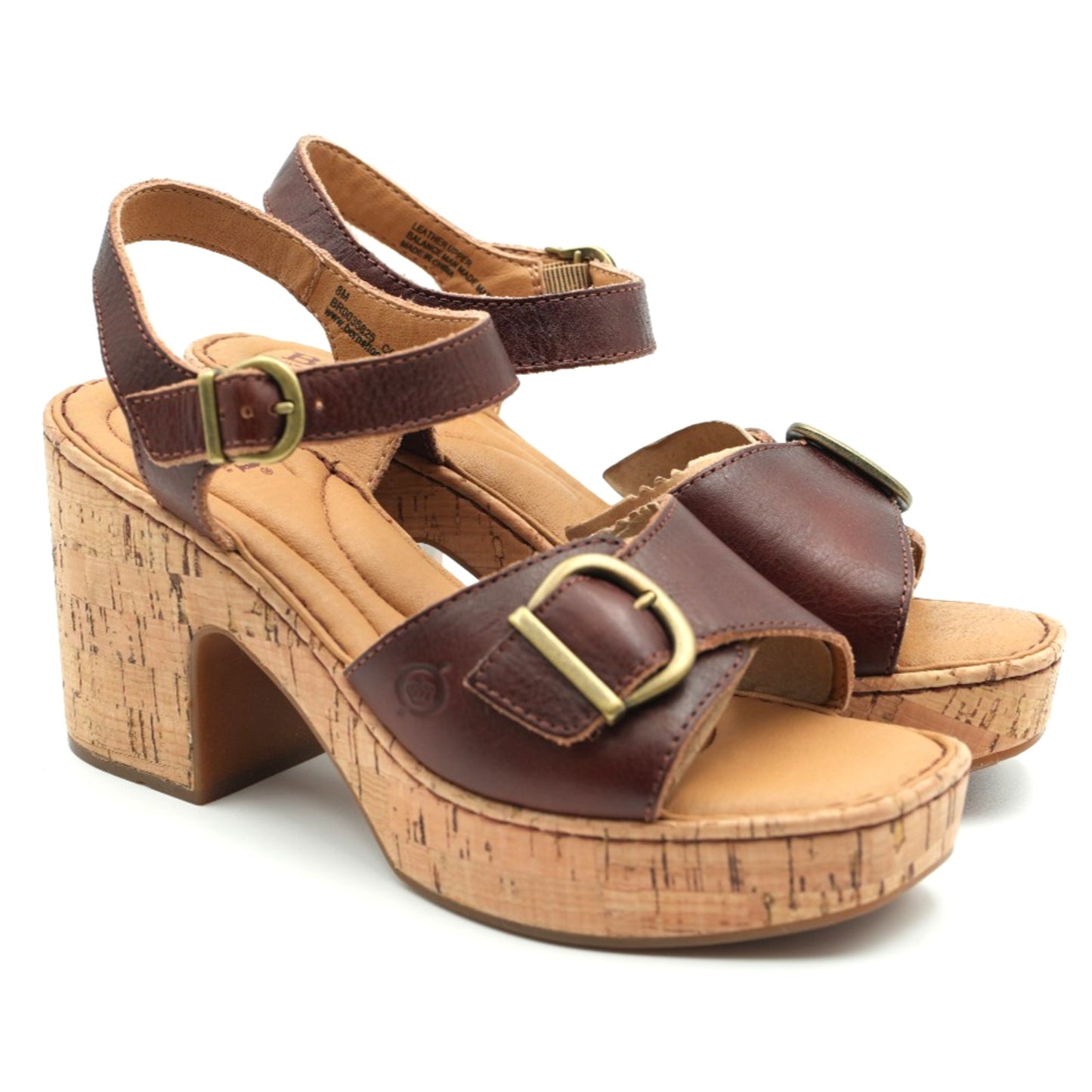 Born Browyn Chunky Platform Sandals w/ Buckle Brown Leather size 8 M