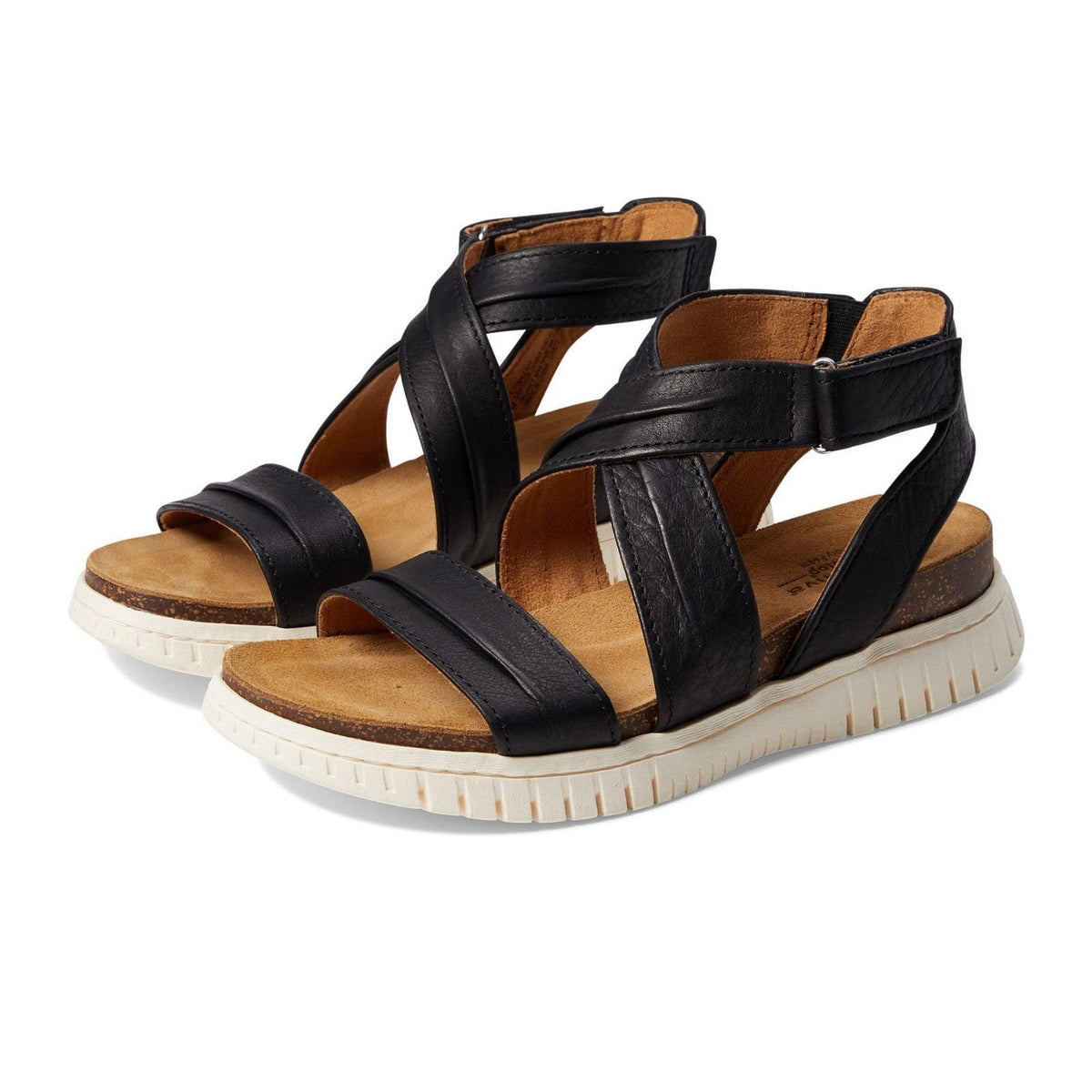 Comfortiva Calvina Womens Black Wide Leather Sandals Shoes Size 8.5 Wide