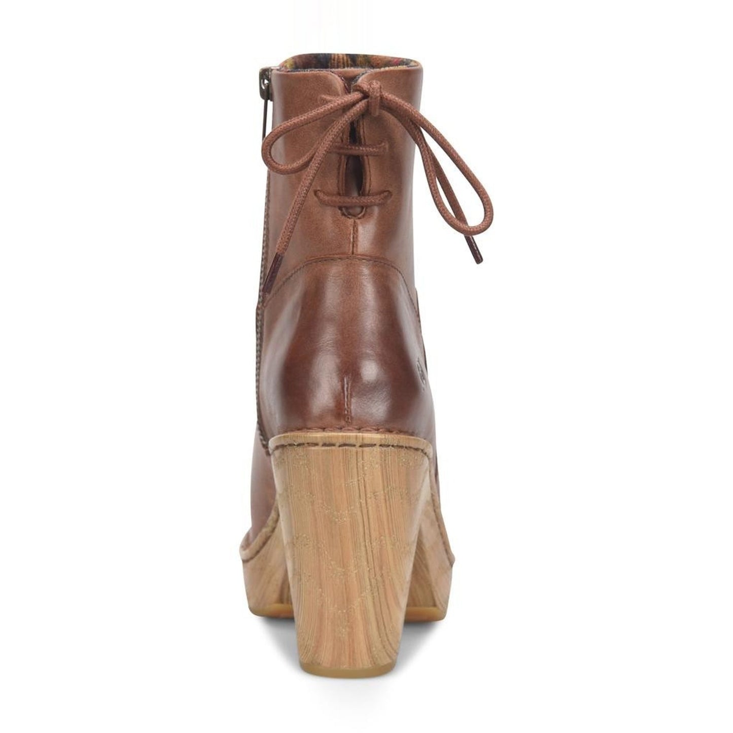 Born Capella Leather Zip Up Ankle Boot Chunky Heel Women's Sz 10 M Brown
