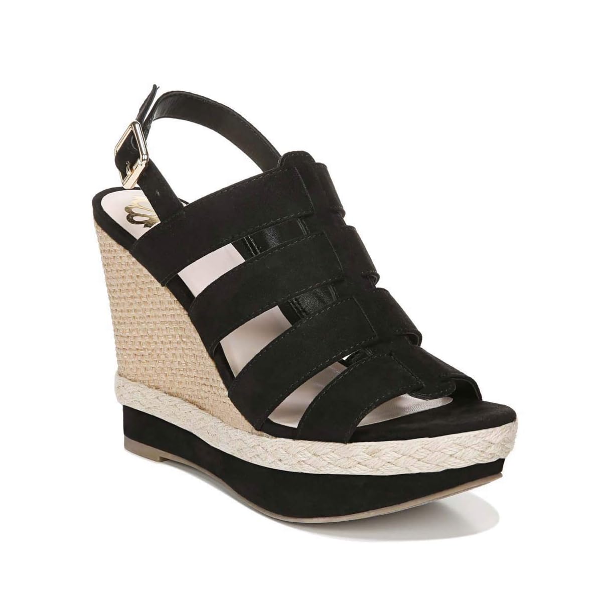 Fergalicious Violet Women’s Black Wedge Sandals Suede Size 8 M