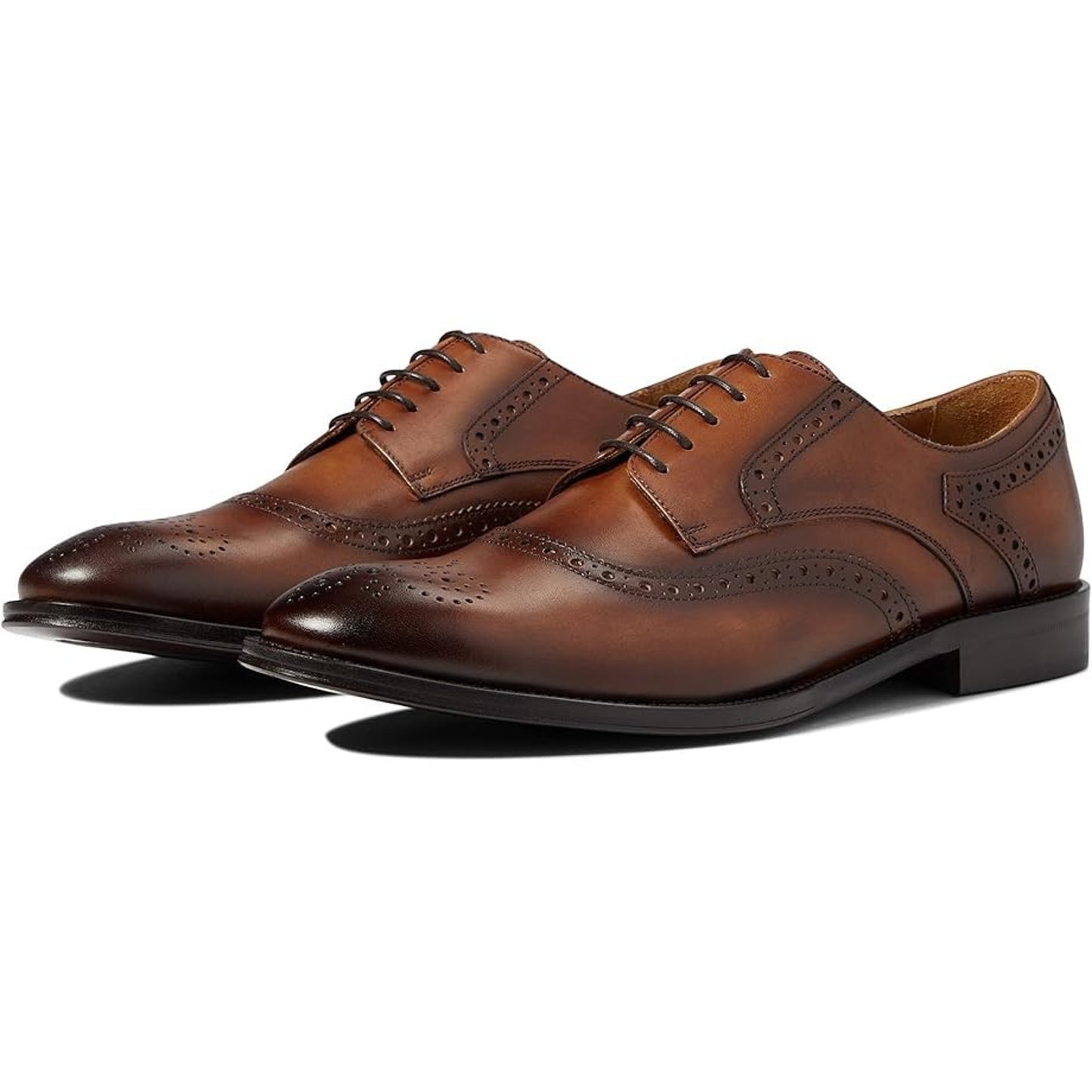Bruno MagliMen's Atillio Lace Up Wingtip Blucher Oxford Dress Shoes Cognac 11.5