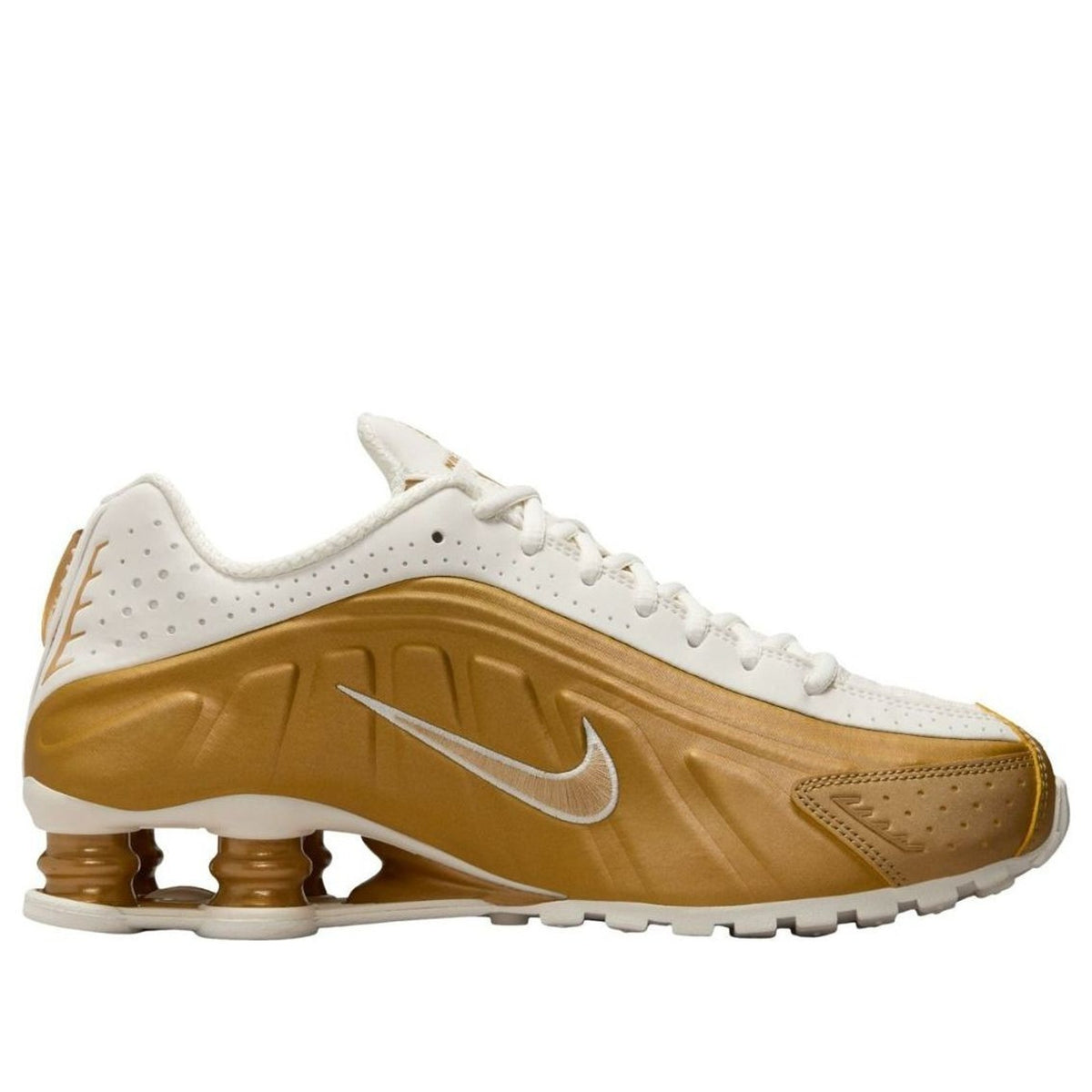 Nike Shox R4 Women’s Low Top Lace-Up Sneakers Metallic Gold AR3565-010 Size 9 M